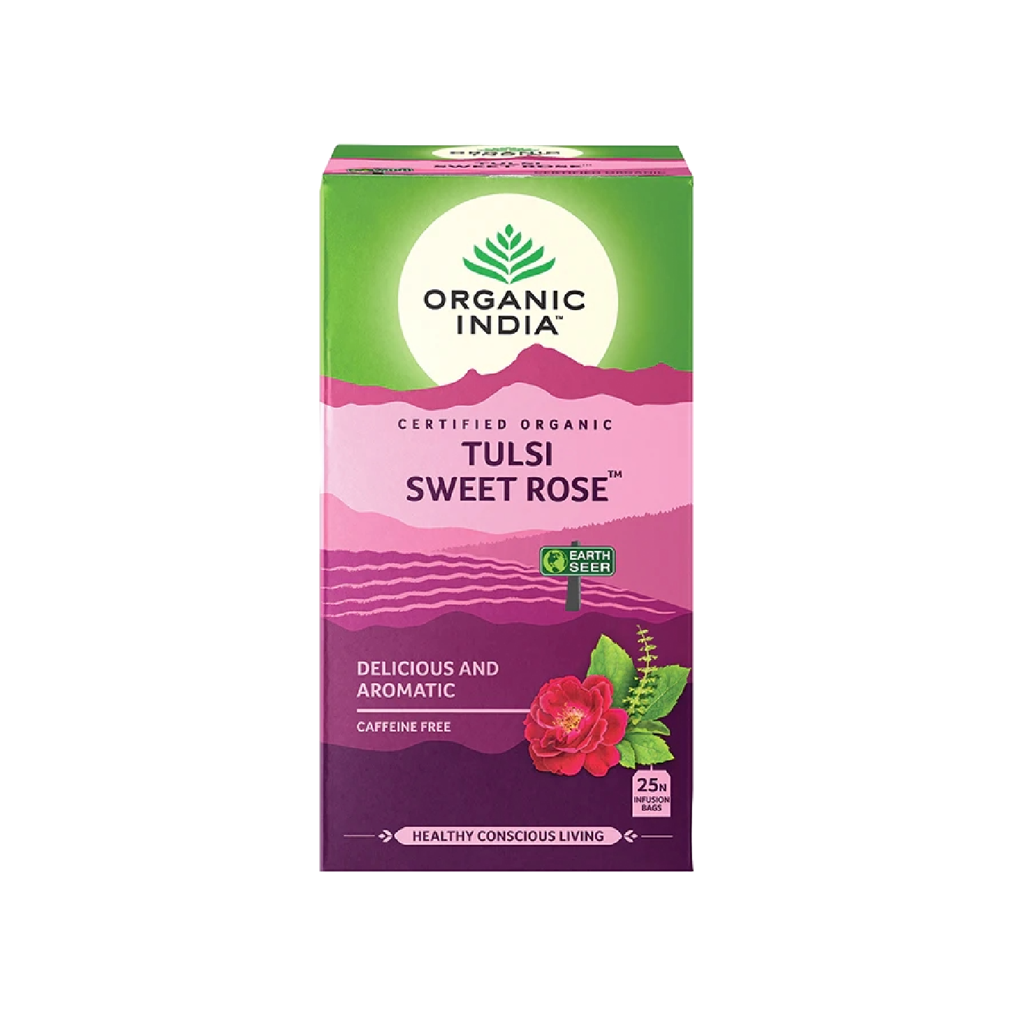 Tulsi orgánico de la India, rosa dulce, 25 sobres