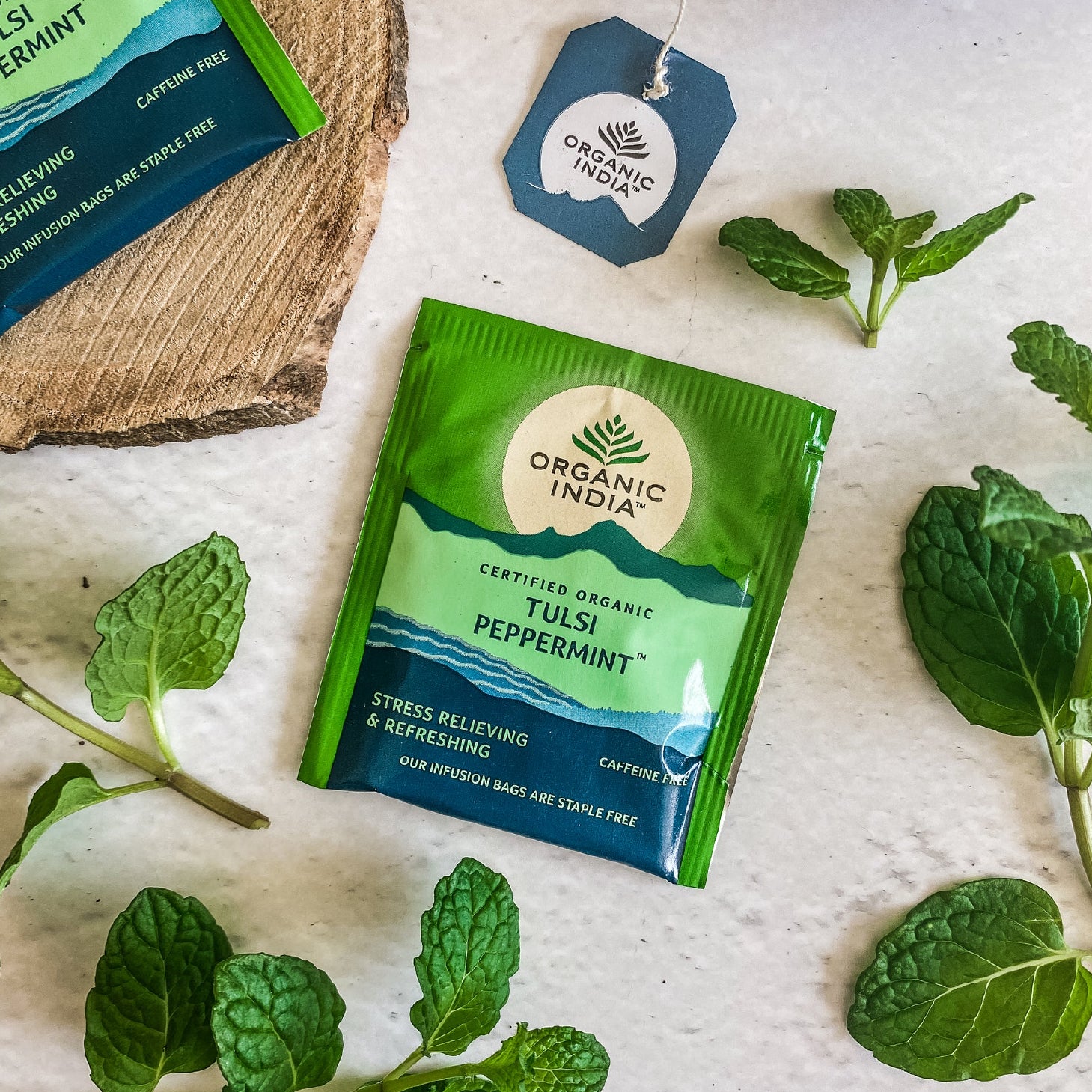 Tulsi y menta orgánica de la India (25 sobres)