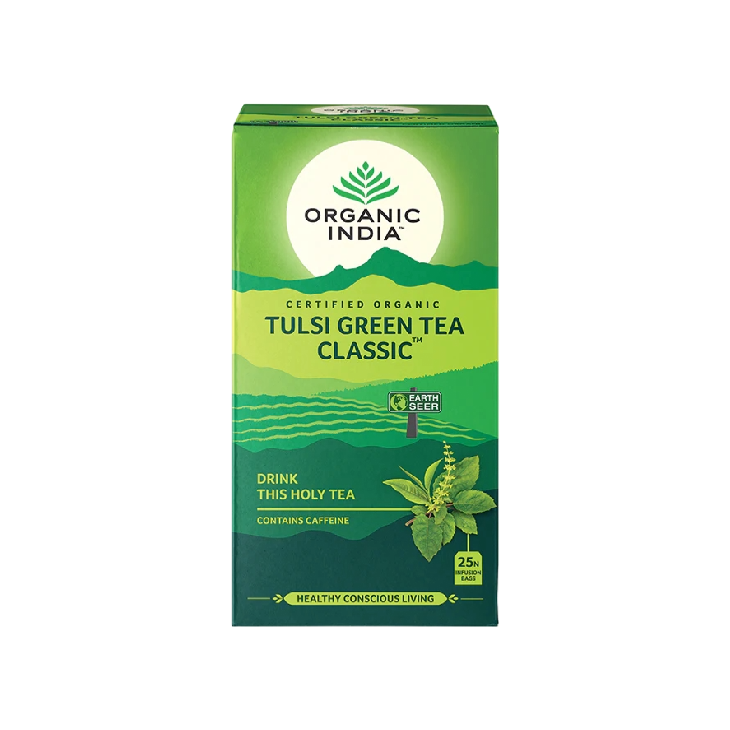 Té verde Tulsi clásico de Organic India, 25 bolsitas