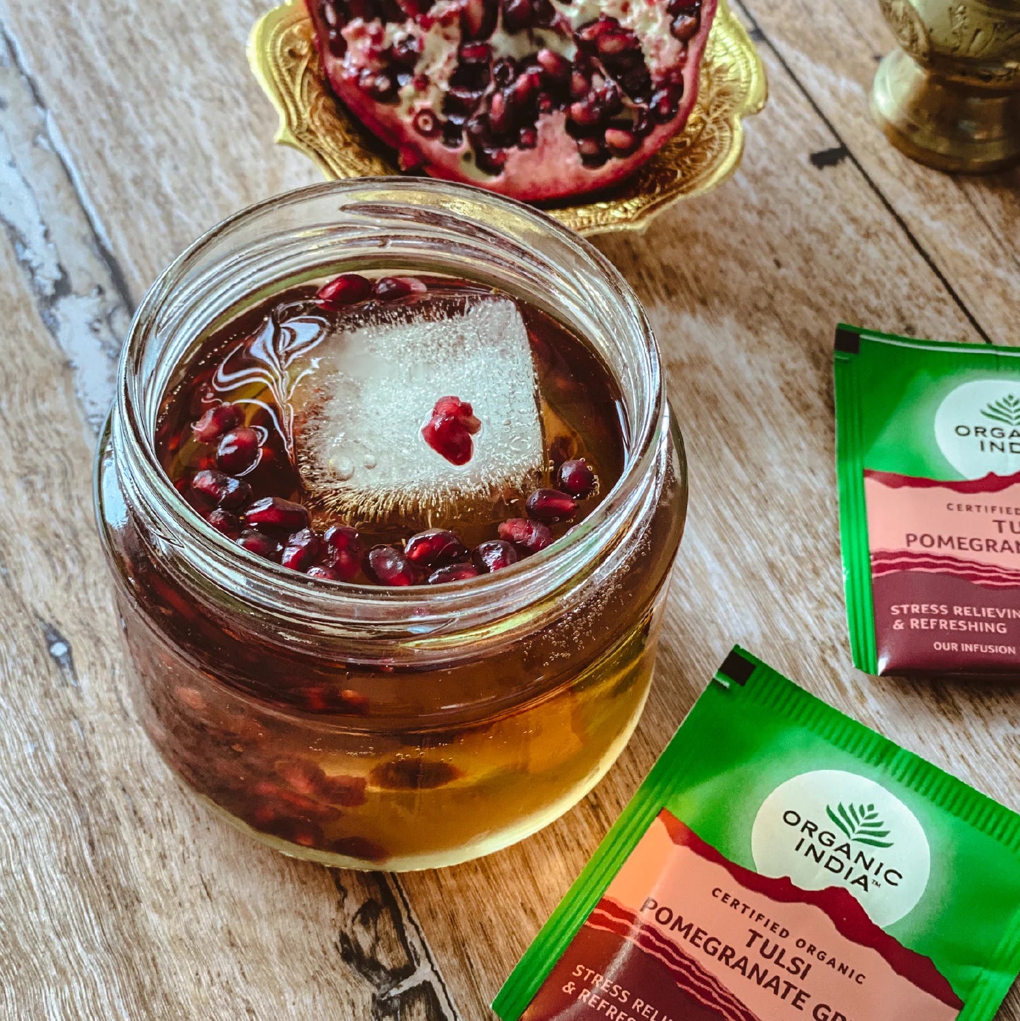 Tulsi orgánico de la India, granada verde, 25 sobres