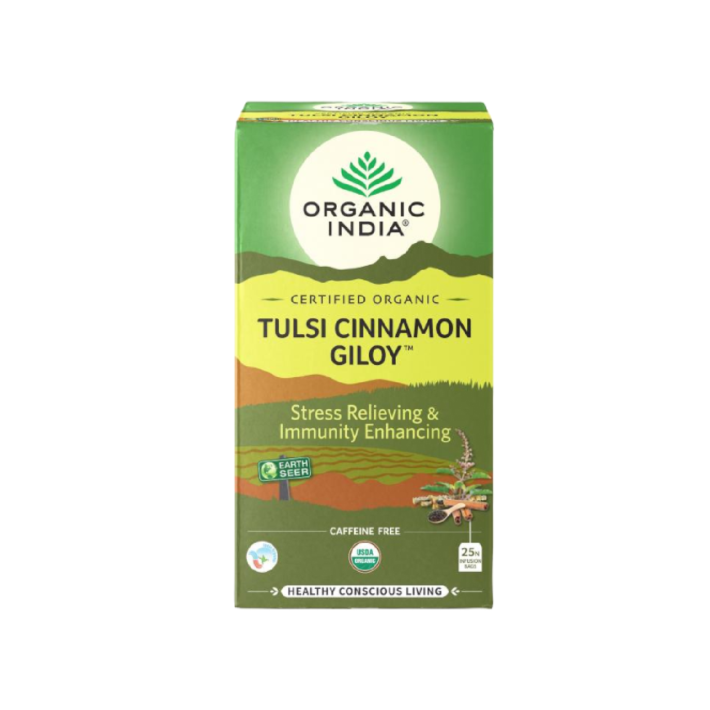 Tulsi orgánico de India, canela y Giloy, 25 sobres