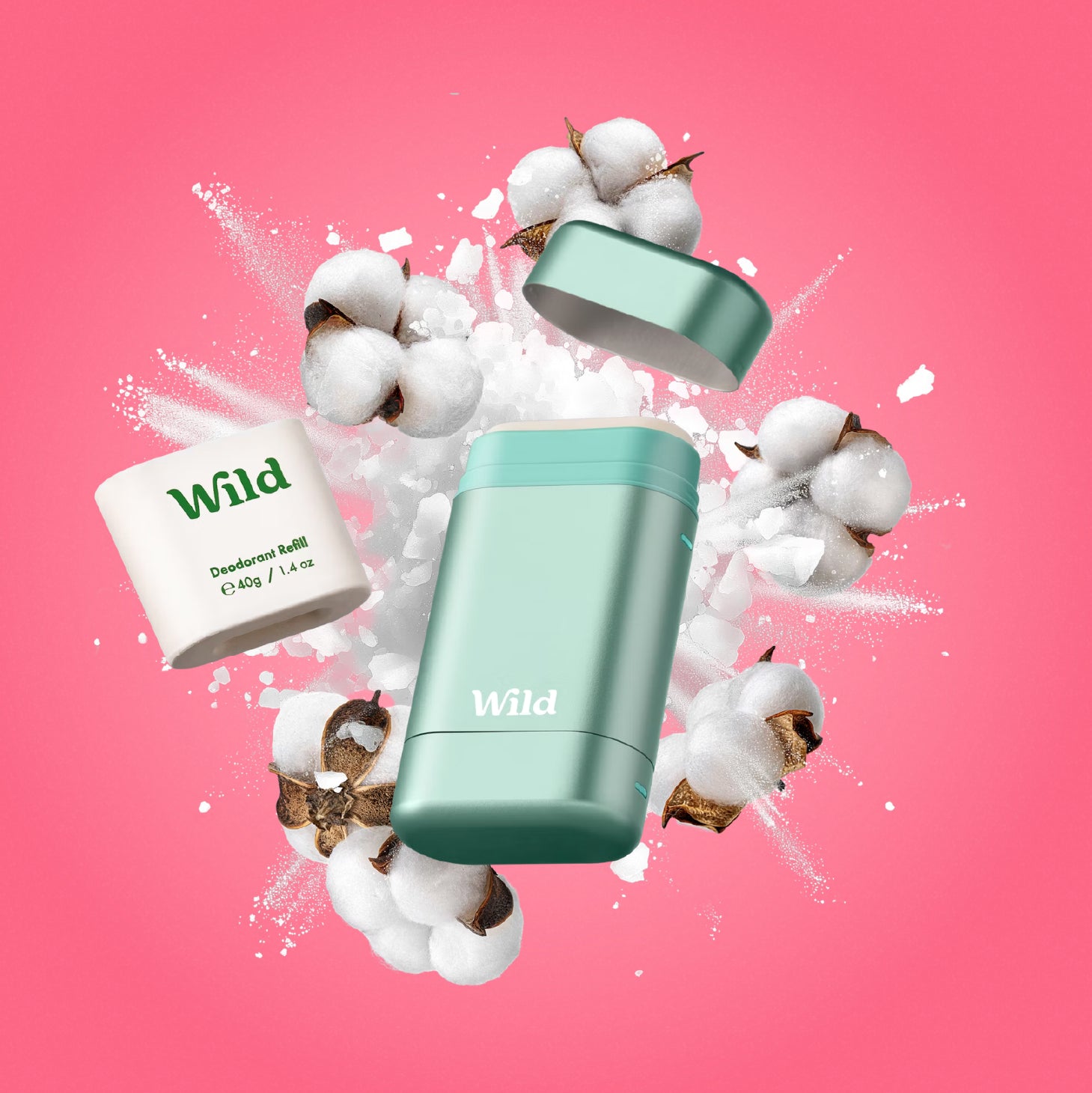 Wild Desodorizante Natural Caixa Refillable Algodão e Sal Marinho