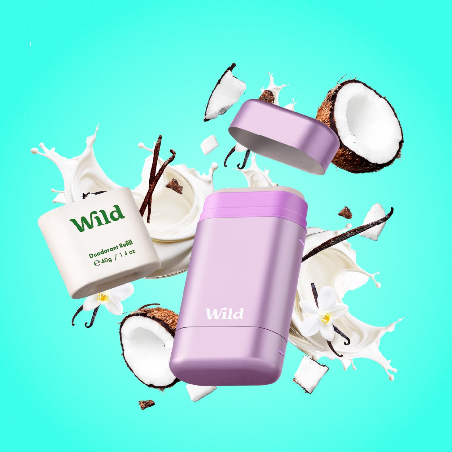 Wild Desodorizante Natural Caixa Refillable Coco e Baunilha