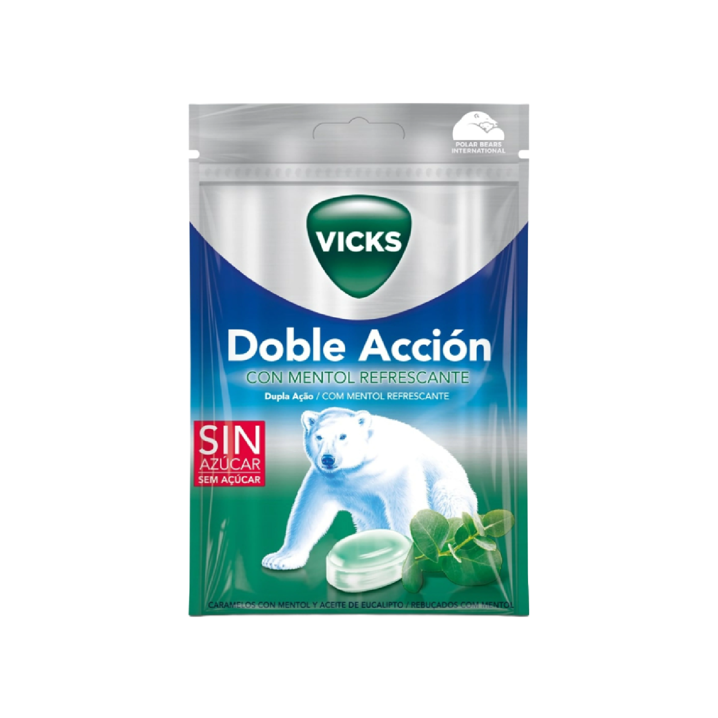 Vicks Dupla Ação 20 Rebuçados com Mentol Refrescante 72g