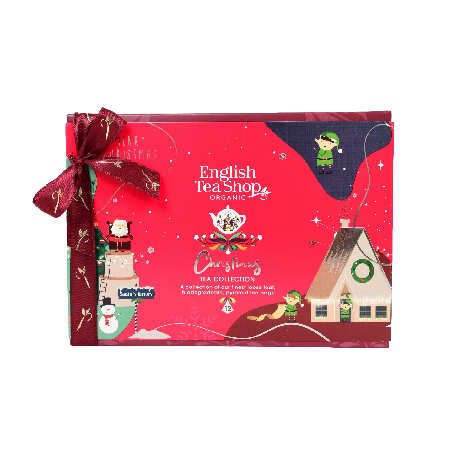English Tea Coleção de Árvores de Natal Vermelha 12 Pirâmides