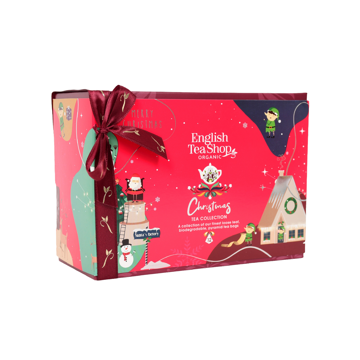 English Tea Coleção de Árvores de Natal Vermelha 12 Pirâmides