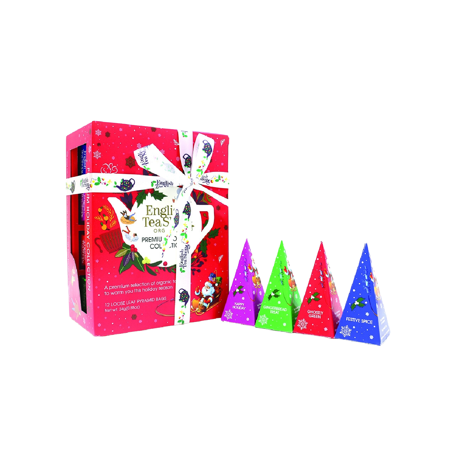 English Tea Prisma Vermelho de Natal 12 Pirâmides