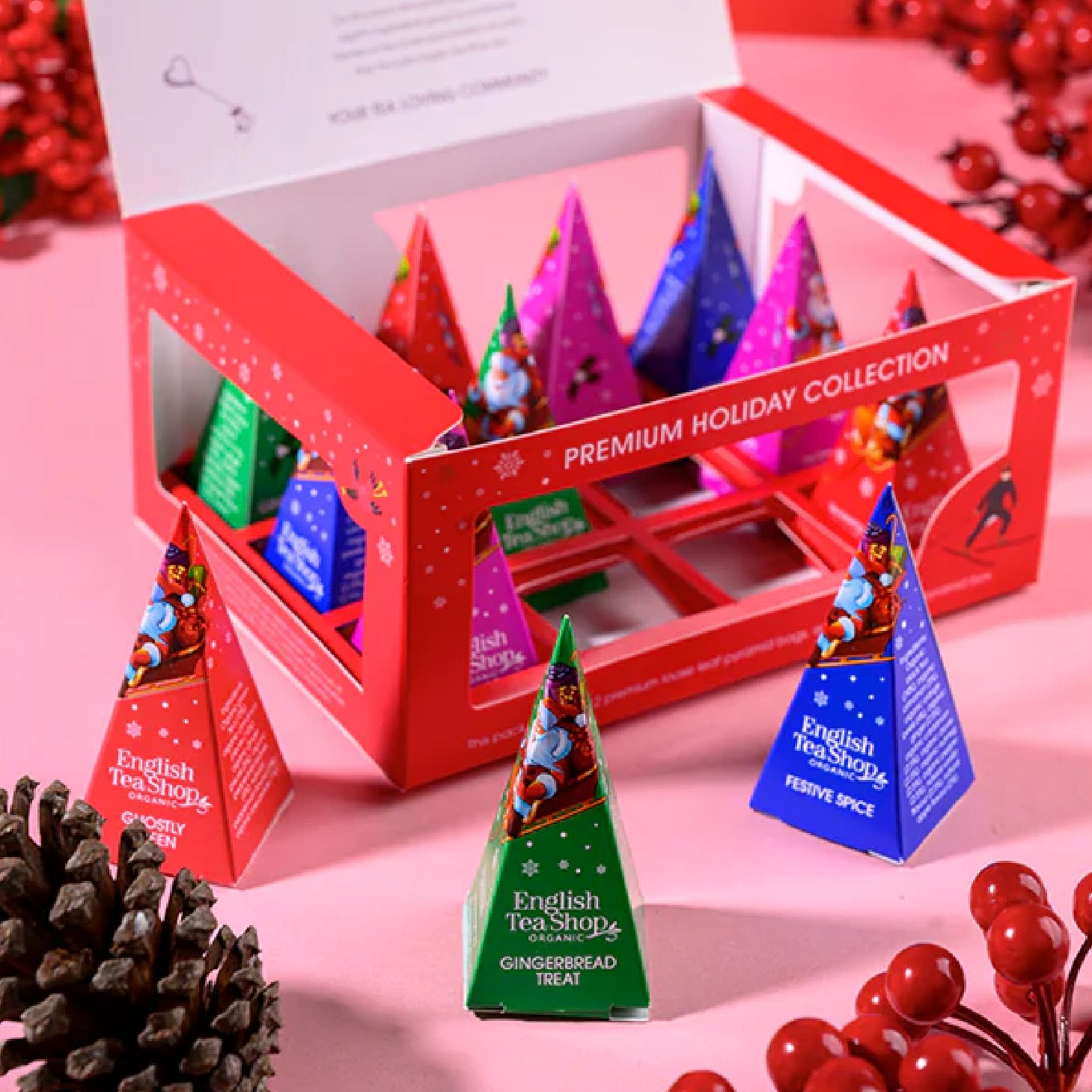 English Tea Prisma Vermelho de Natal 12 Pirâmides