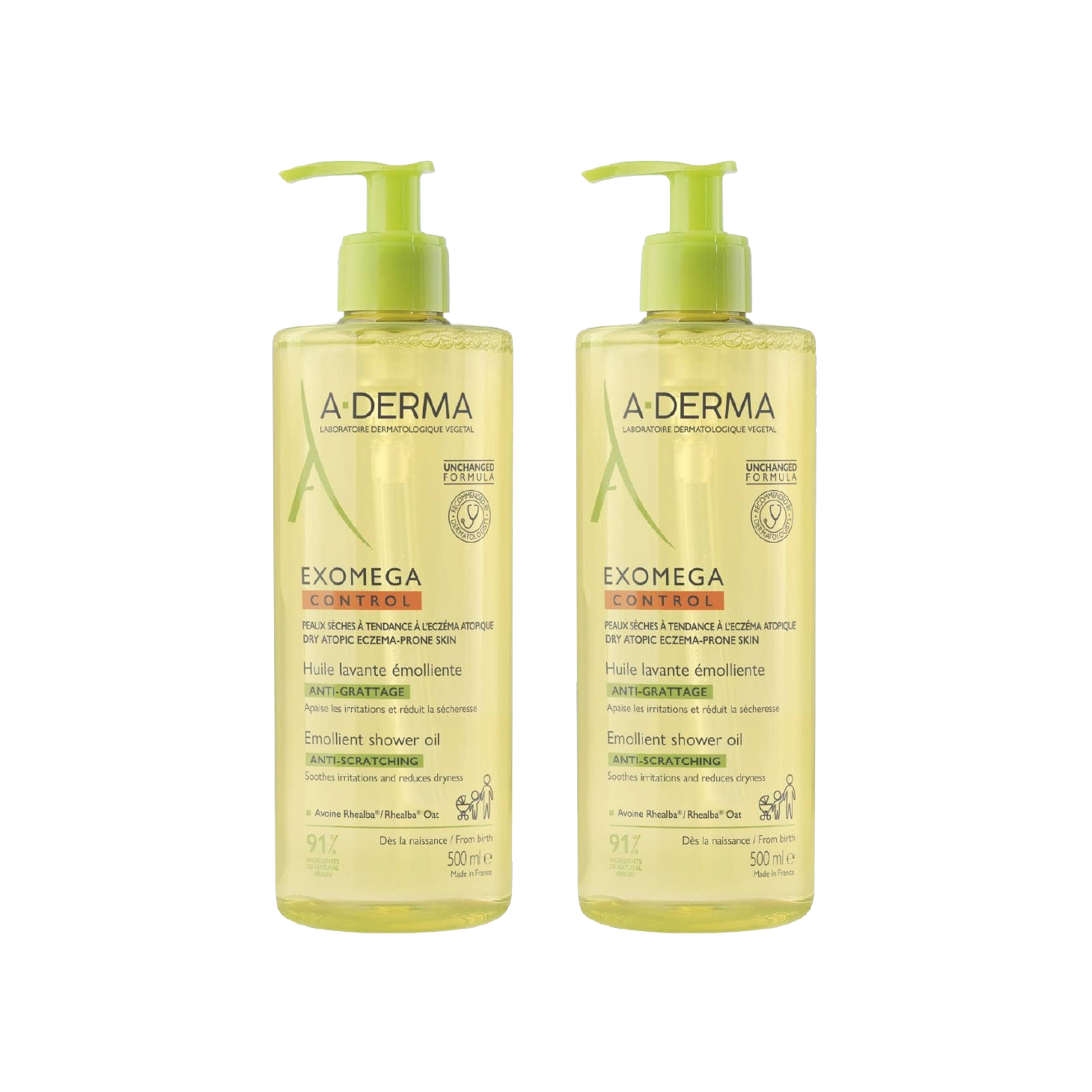 Aceite de ducha A-Derma Exomega Control 500 ml x 2 unidades