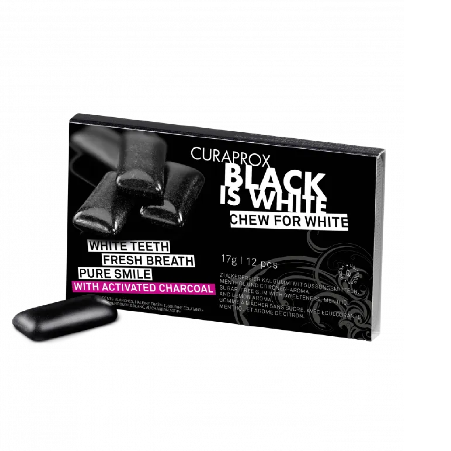 Curaprox Black Is White Pastilhas Elásticas 12 Unidades