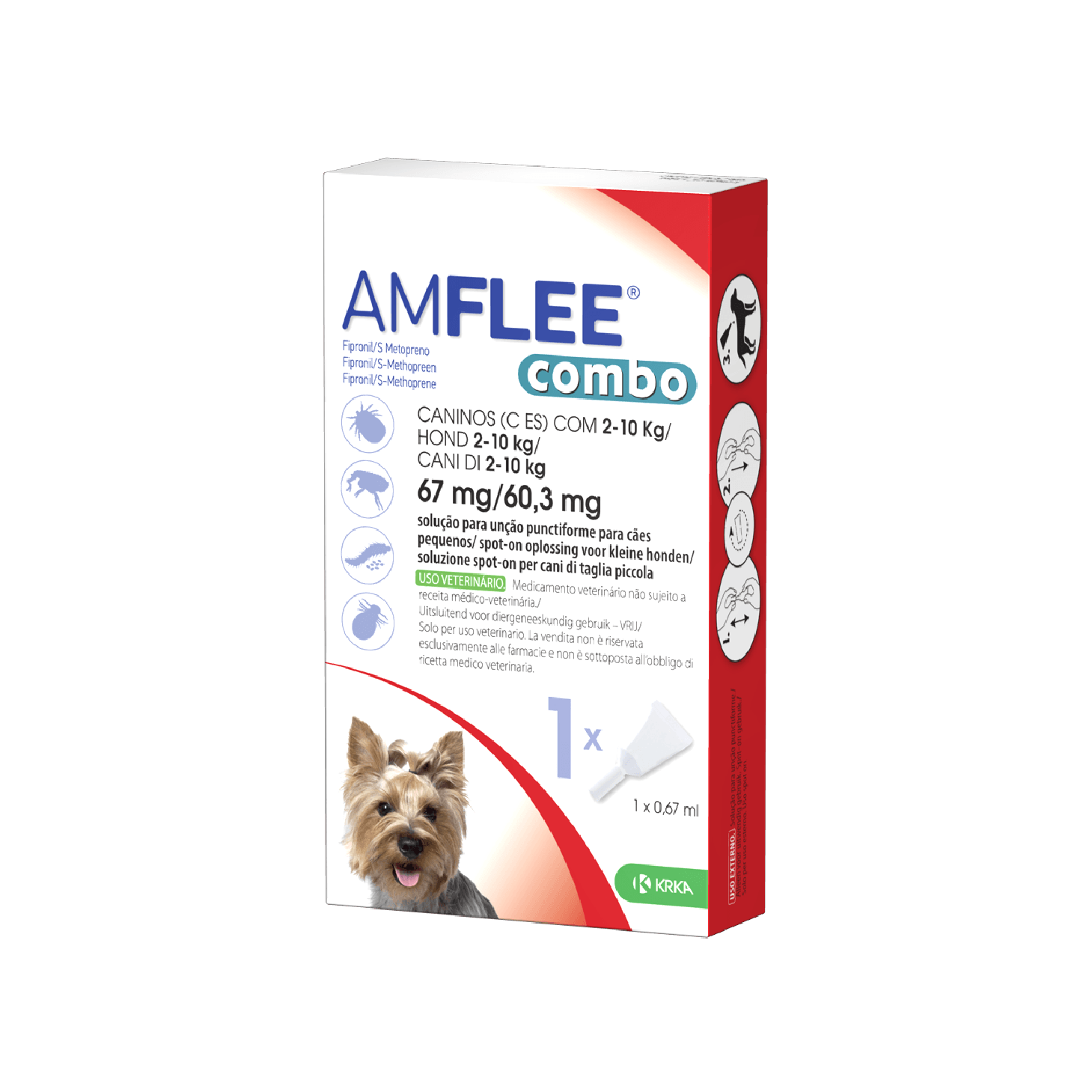 Amflee Combo Cão 2-10kg Pipeta 67mg/ 60,3mg x 1 Unidade