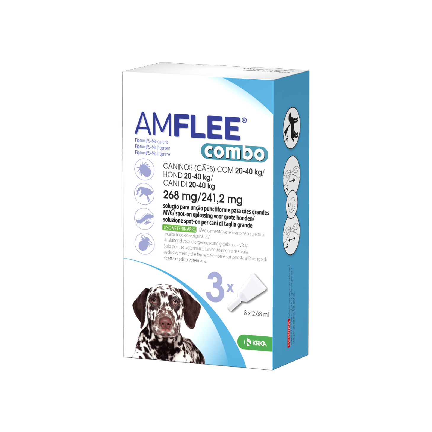 Amflee Combo Cão 20-40kg Pipeta 268mg/241,2mg x 3 Unidades