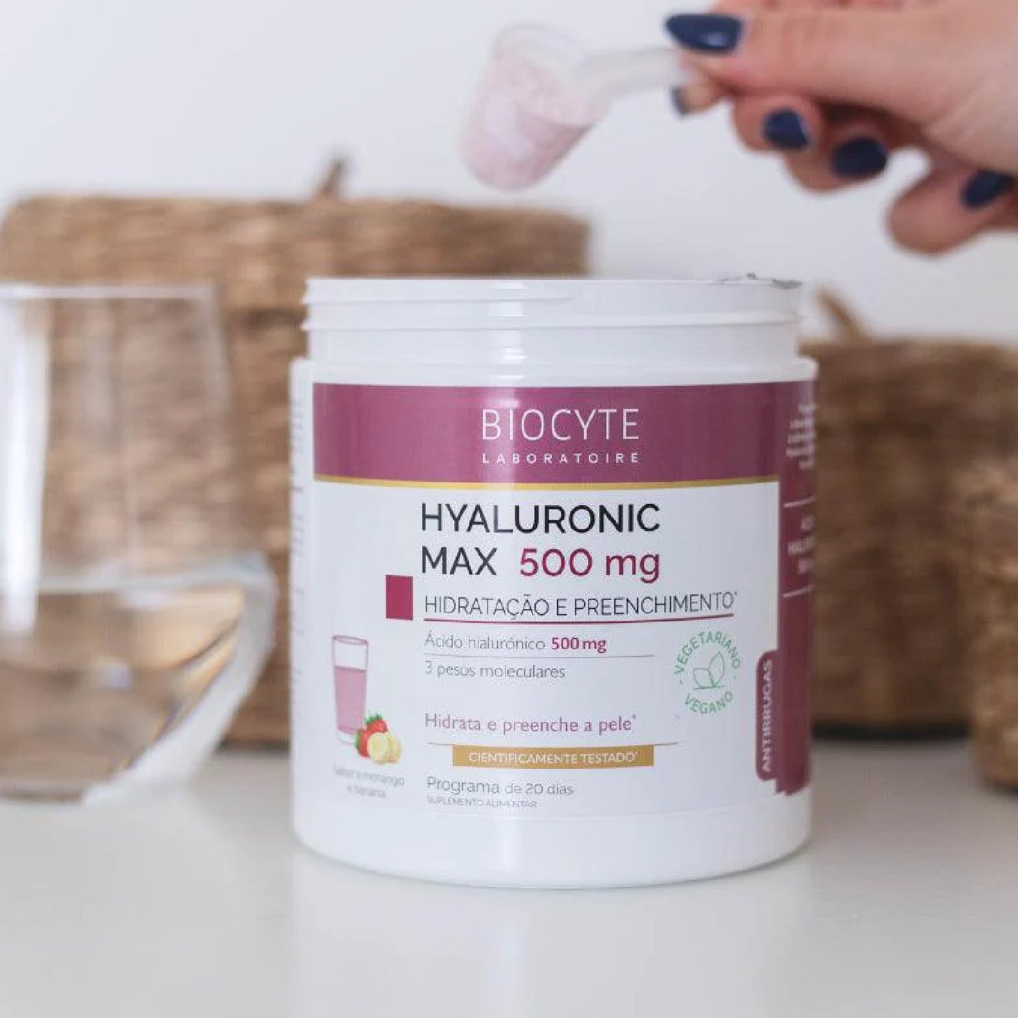 Polvo Biocyte Hyaluronic Max sabor fresa y plátano 280 g
