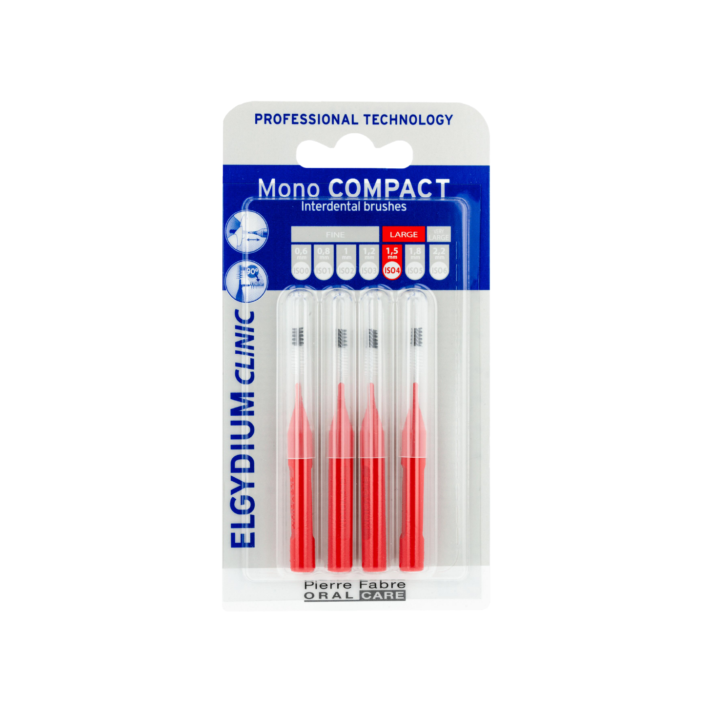 Elgydium Clinic Mono Compact Escovilhões Vermelho (ISO 4) x 4 Unidades