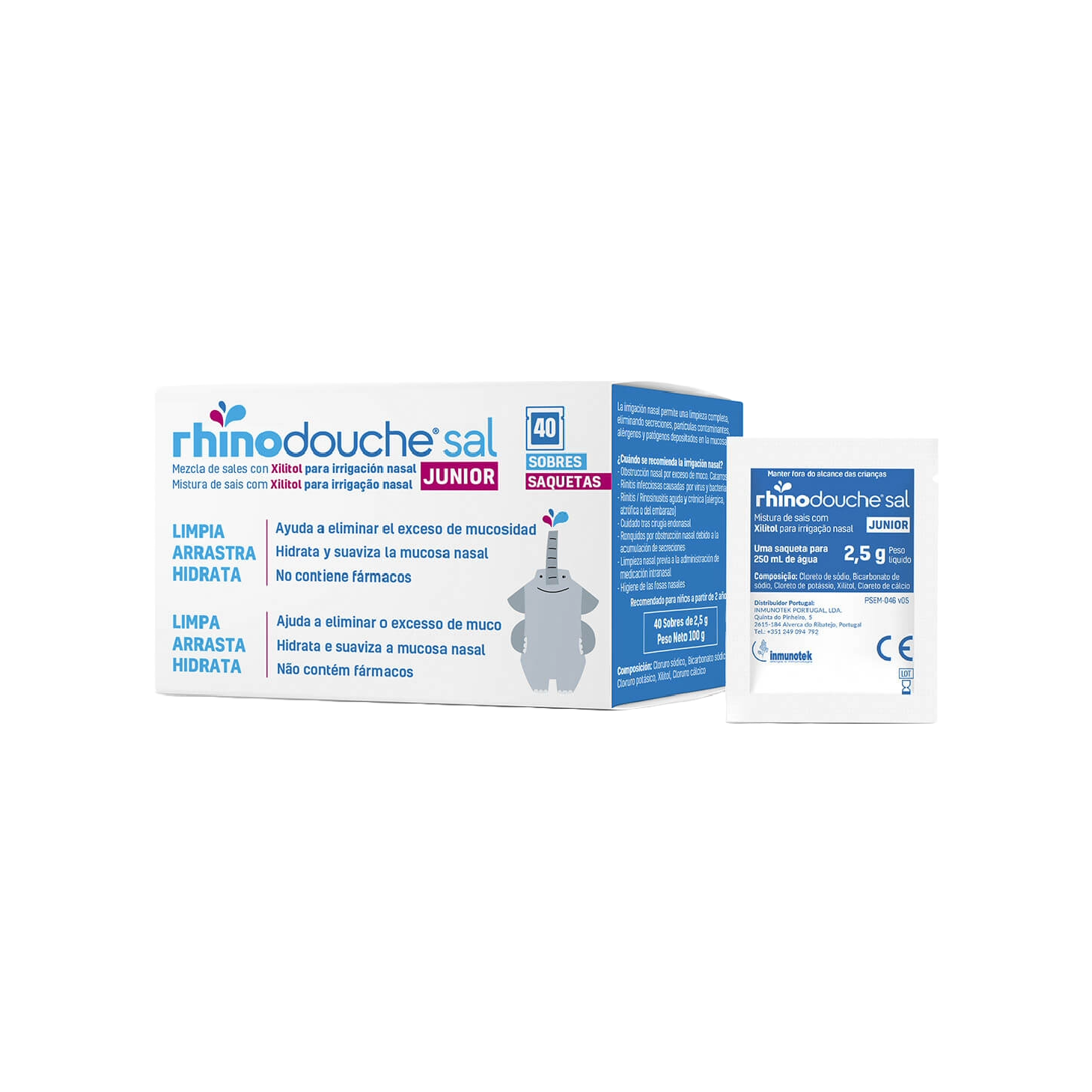 Rhinodouche Junior Sal Lavagem Nasal 2,5g x 40 Saquetas