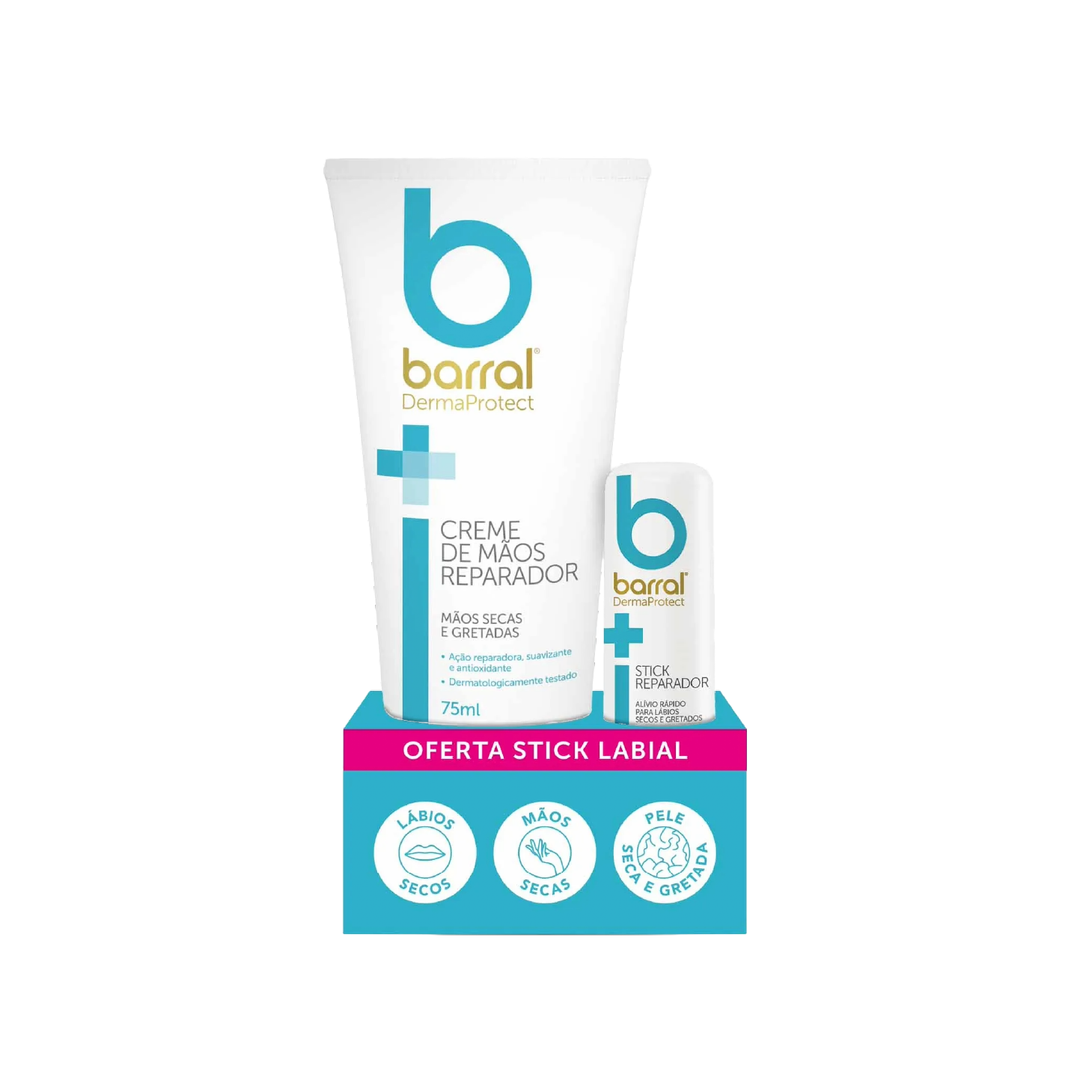 Crema de manos Barral DermaProtect 75 ml + Barra de labios reparadora 4,8 g