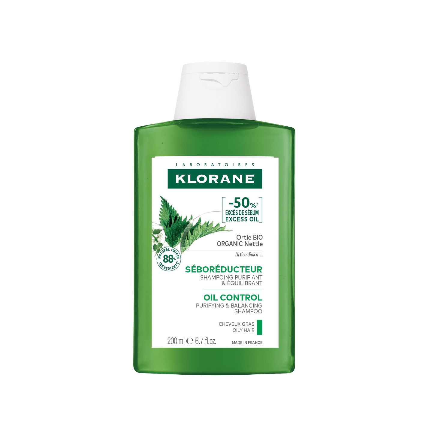 Champú reductor de grasa de ortiga blanca Klorane 200 ml