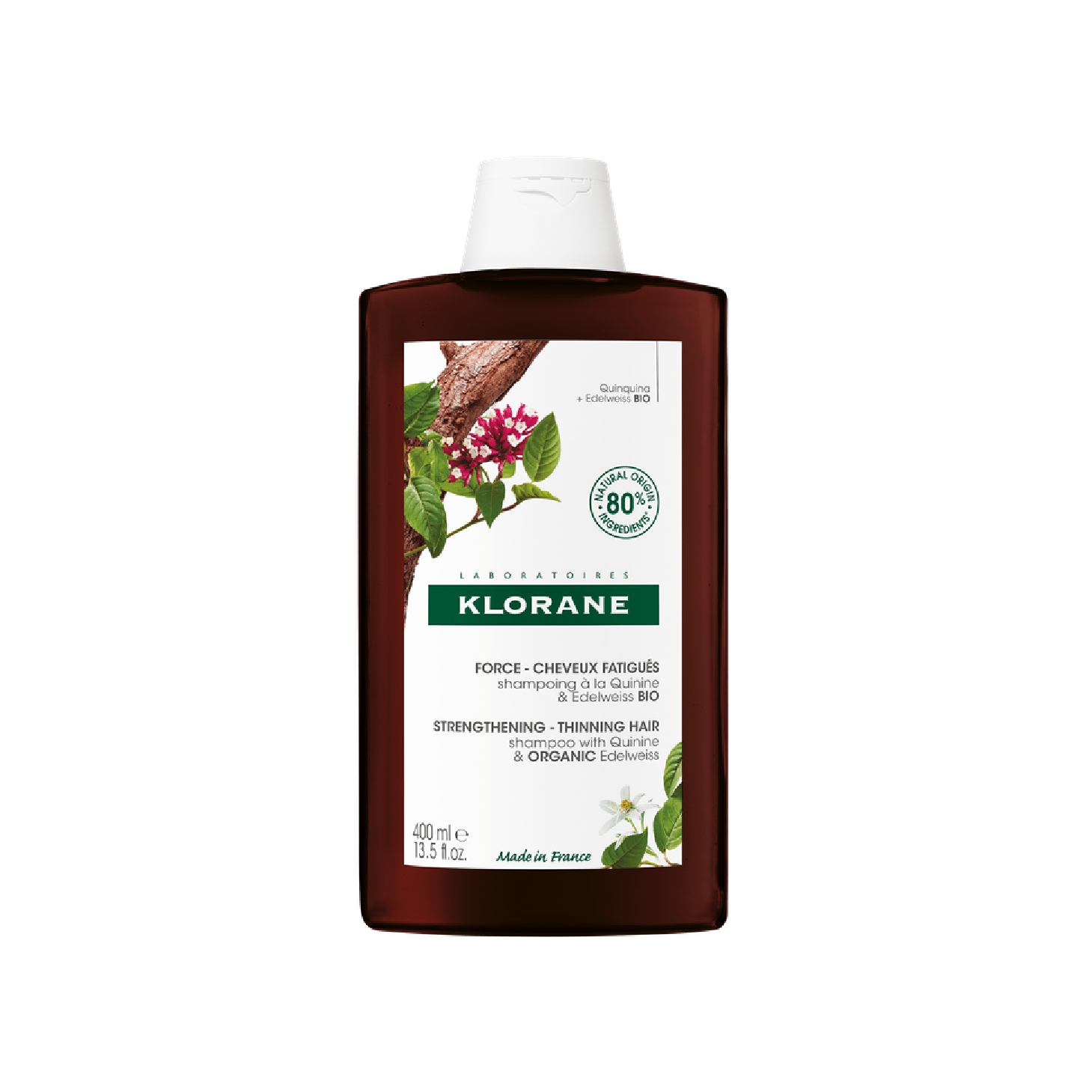 Champú orgánico Klorane Quinina y Edelweiss 400 ml