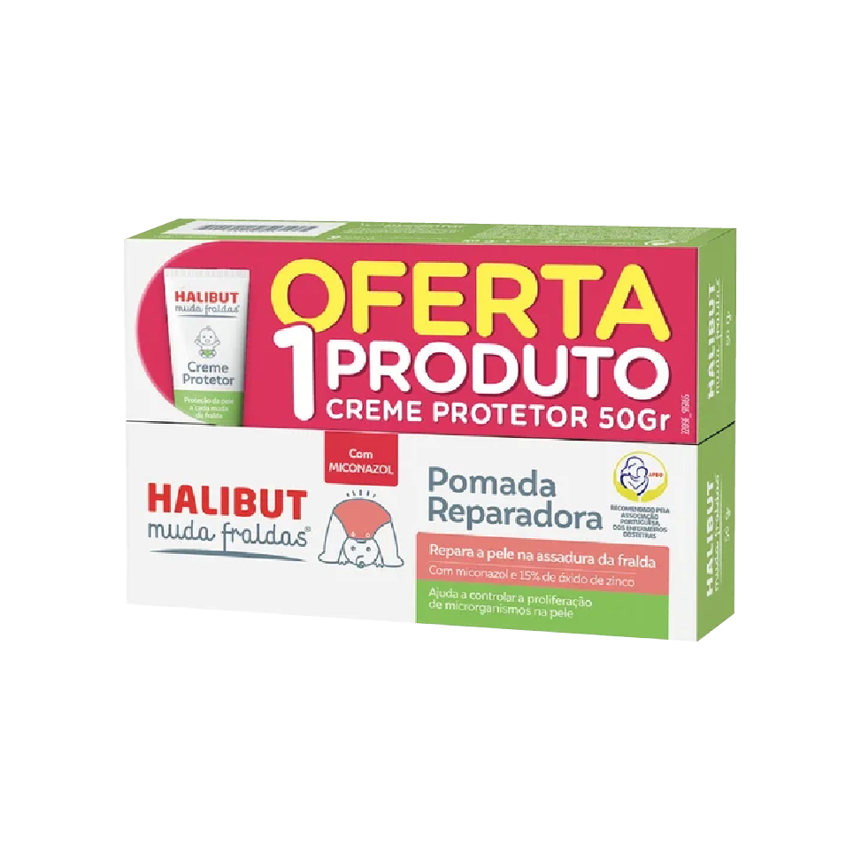 Halibut Muda Fraldas Pomada Reparadora 50g + Creme Protetor 50g