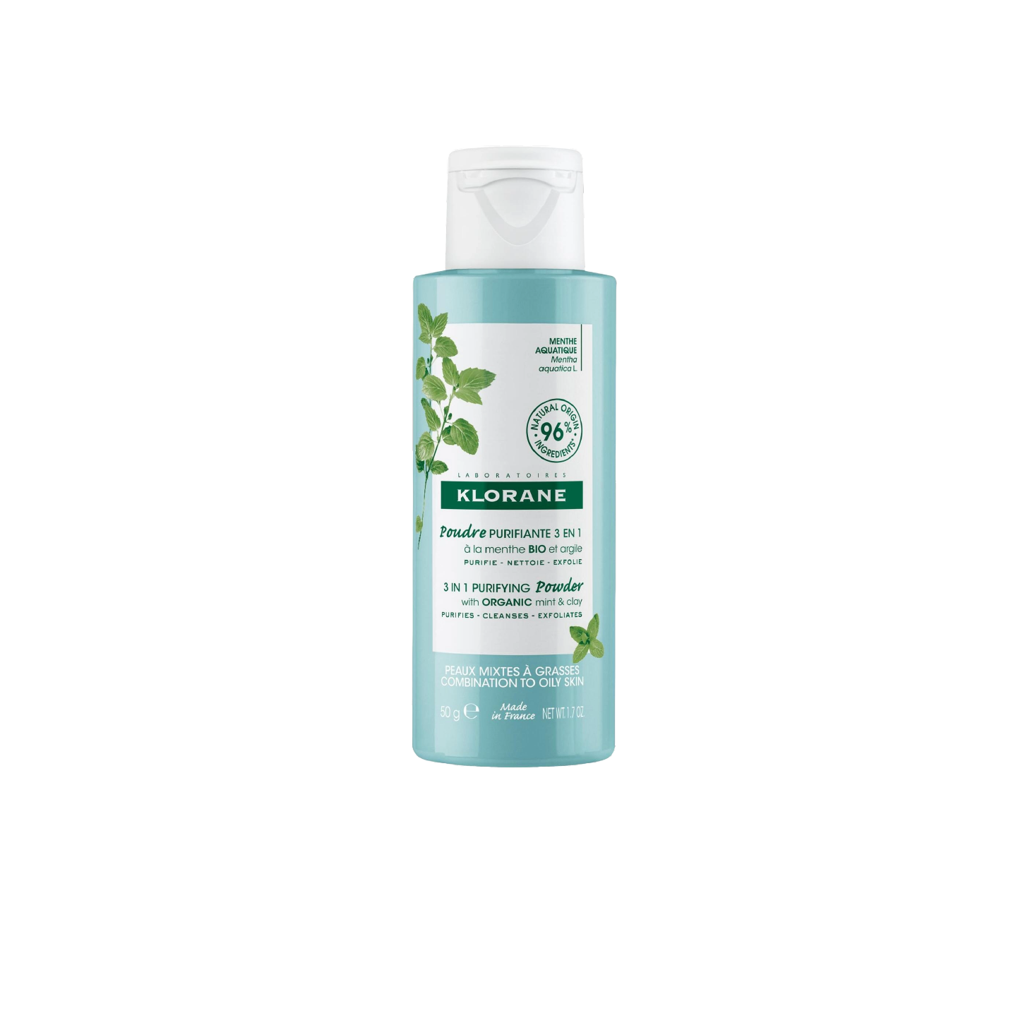 Klorane Polvo Purificante 3 en 1 Menta Acuática y Arcilla 50 g