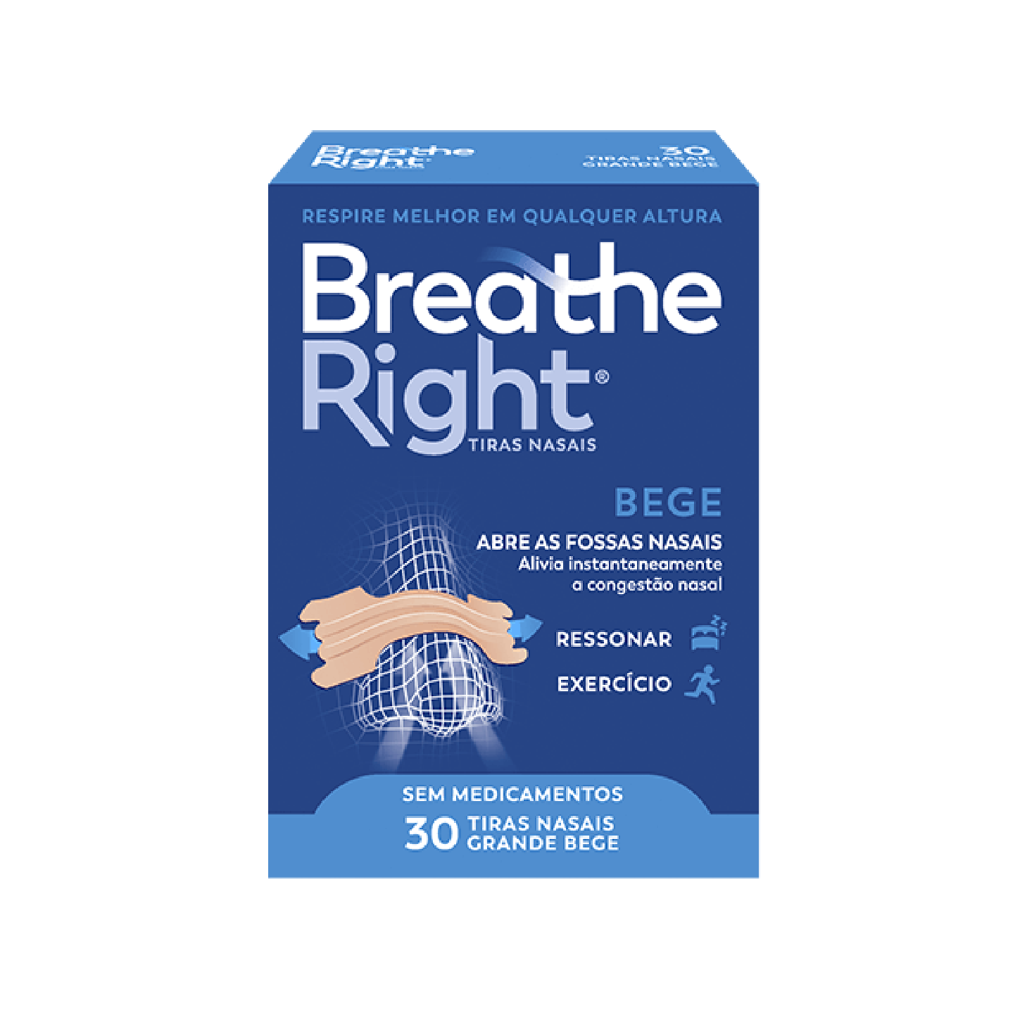 Breathe Right Tiras Nasais Grandes x 30 Unidades