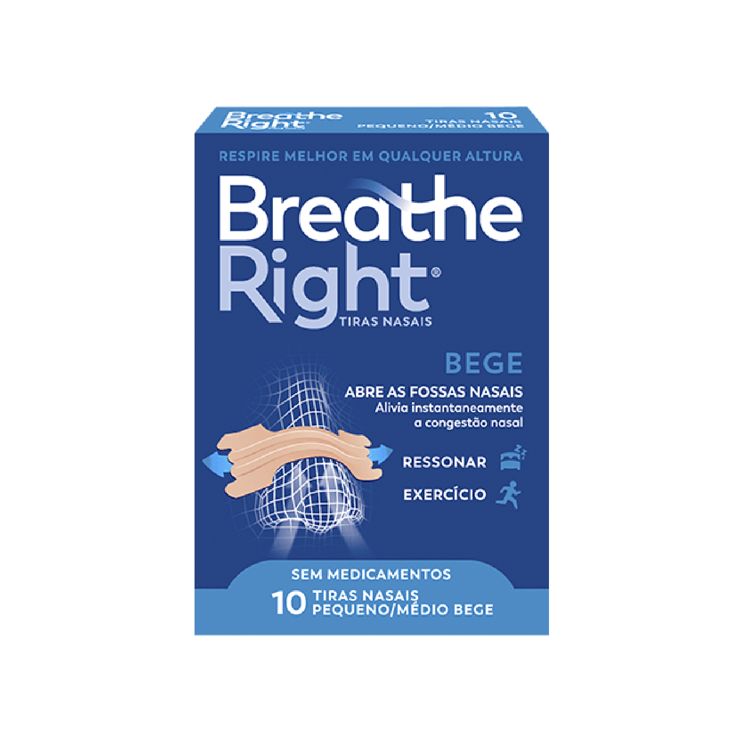 Breathe Right Tiras Nasais Pequenas/Médias x 10 Unidades