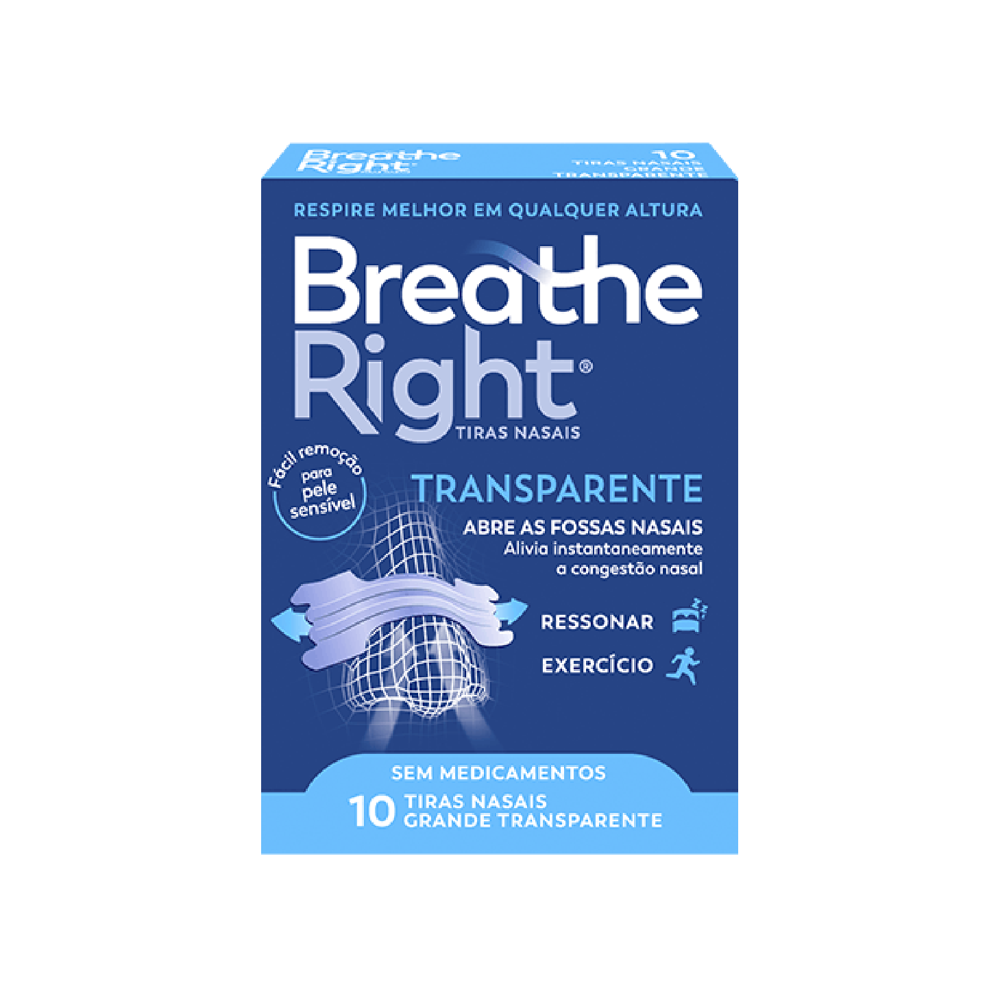 Breathe Right Tiras Nasais Transparentes Grandes x 10 Unidades
