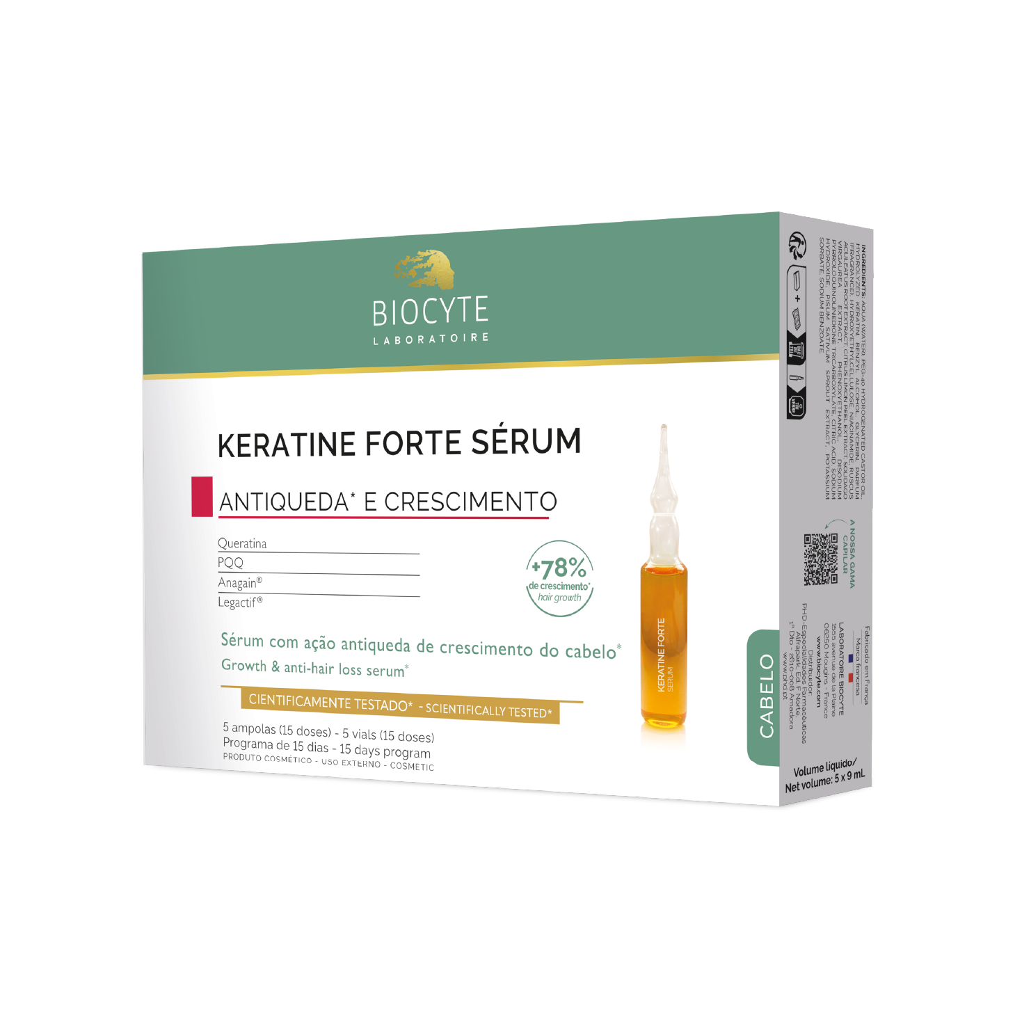 Biocyte Keratine Forte Sérum Antiqueda 9ml x 5 Ampolas