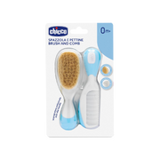 Chicco Escova e Pente Cerdas Naturais Azul +0 Meses