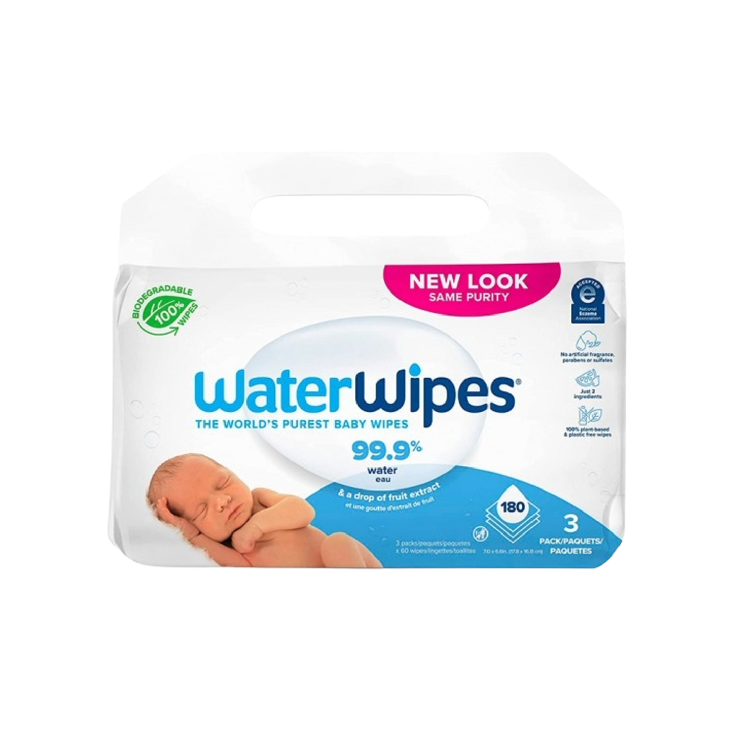 Waterwipes Toalhitas Biodegradáveis Bebé 60 x 3 Unidades