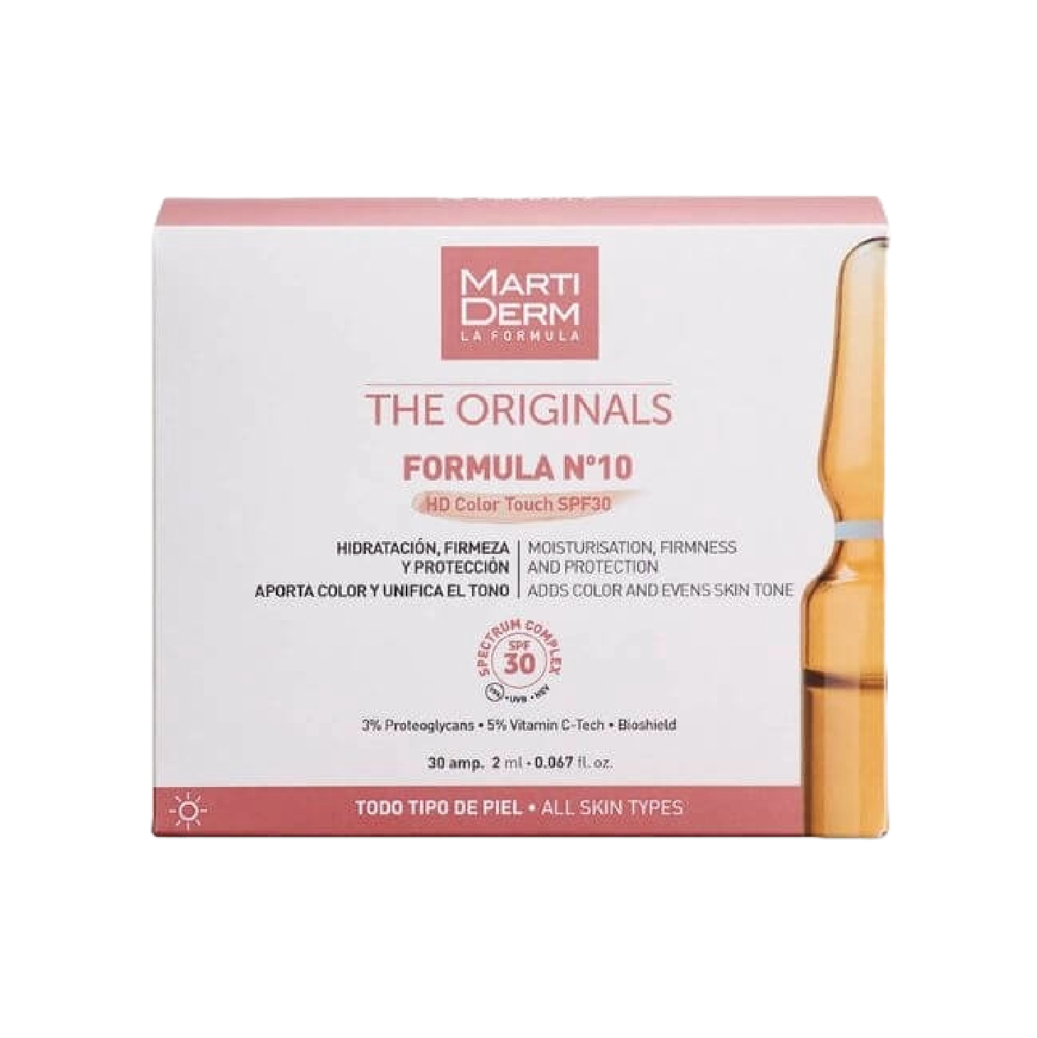 Martiderm The Originals Formula Nº10 HD Color Touch SPF30 x 30 Ampolas
