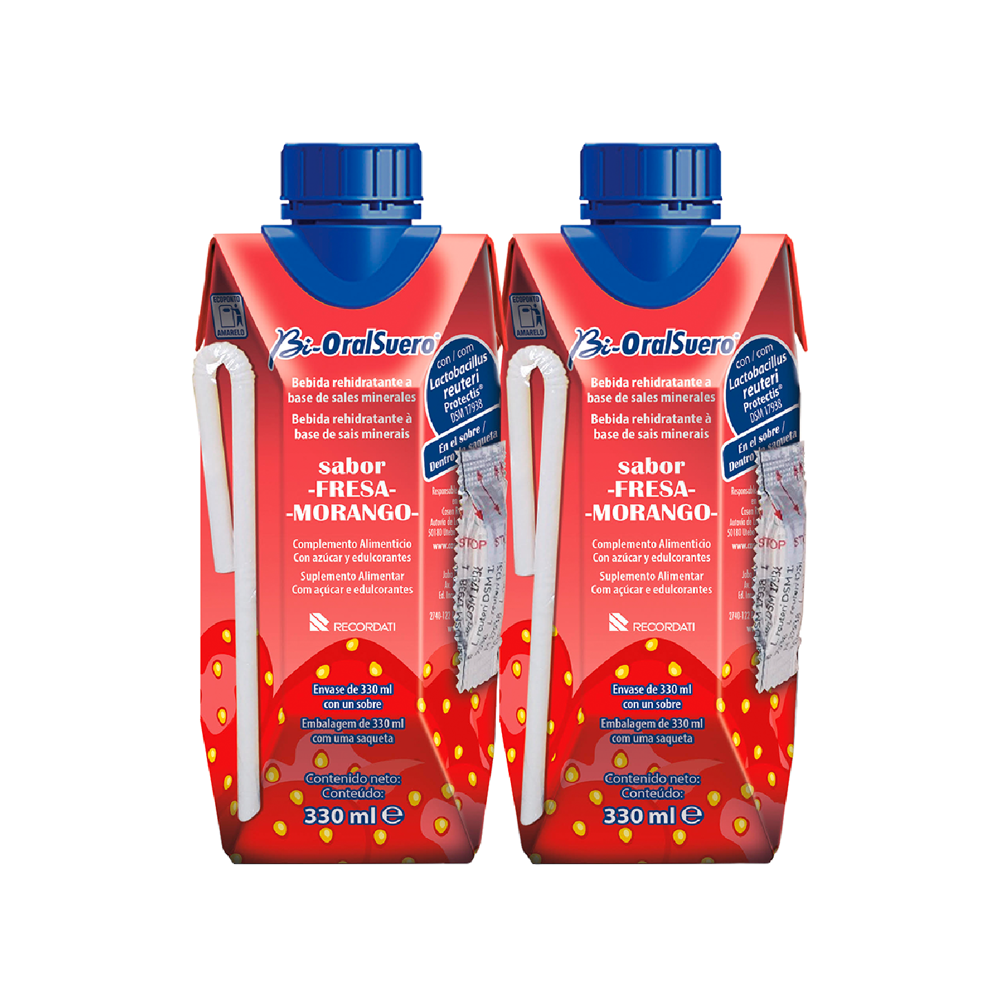 Solución Oral Bi-Oralsuero Sabor Fresa 330ml x 2 Unidades