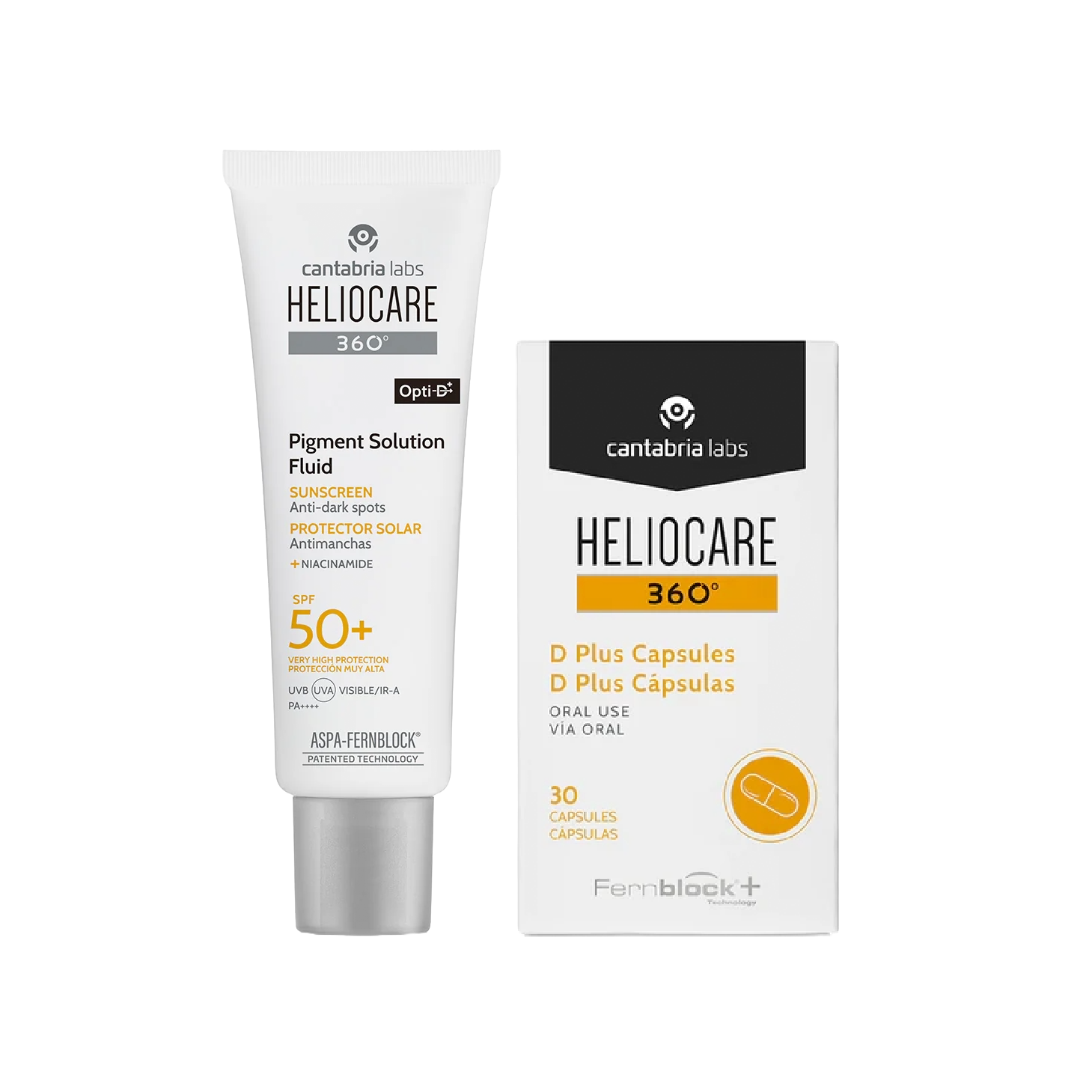 Heliocare Coffret 360º Pigment Solution Fluid SPF50+ 50ml+ D Plus 30 Cápsulas