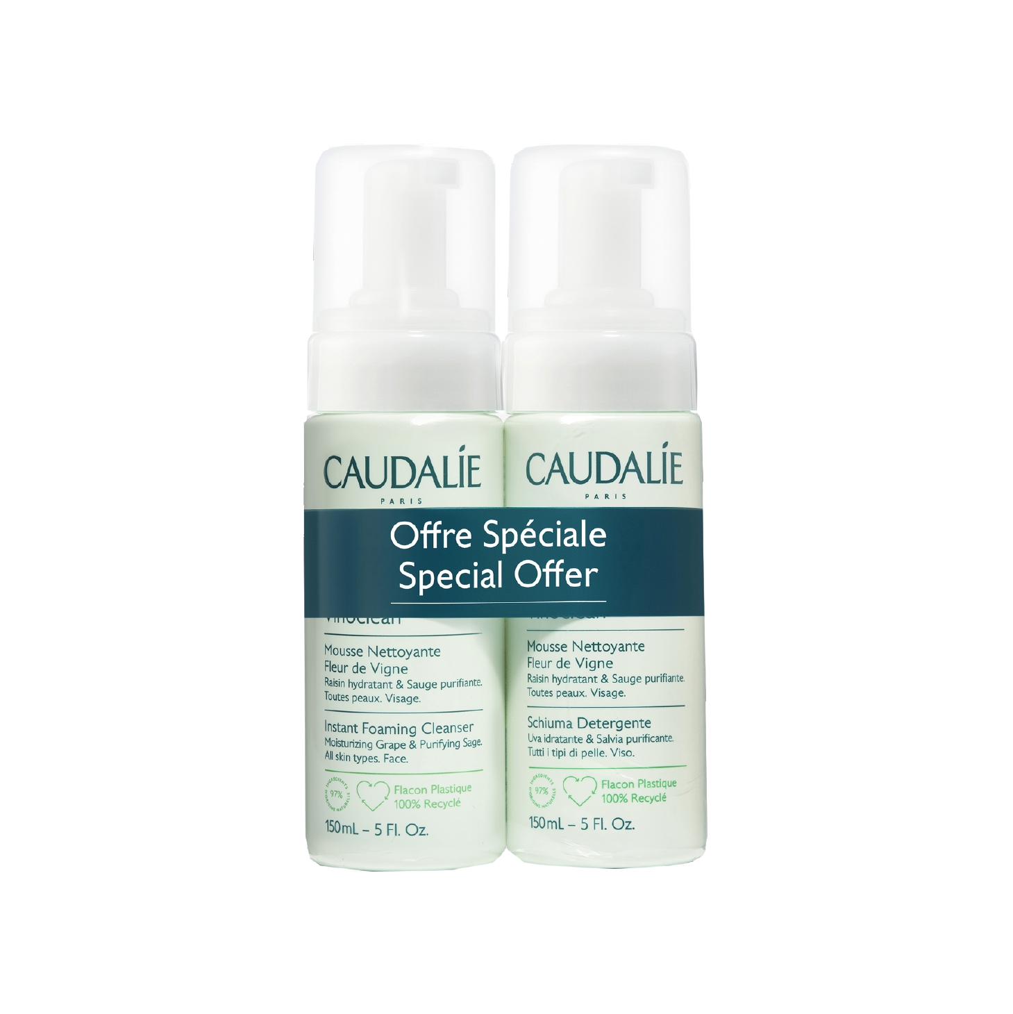 Caudalie Vinoclean Espuma de Limpeza Fleur de Vigne 150ml x 2 Unidades