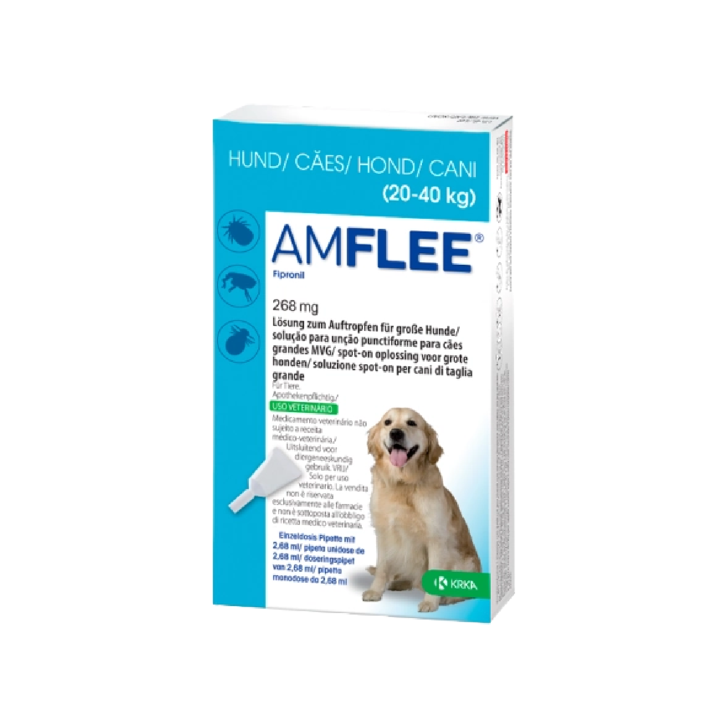 Amflee Cão 20-40kg Pipeta 268mg x 1 Unidade