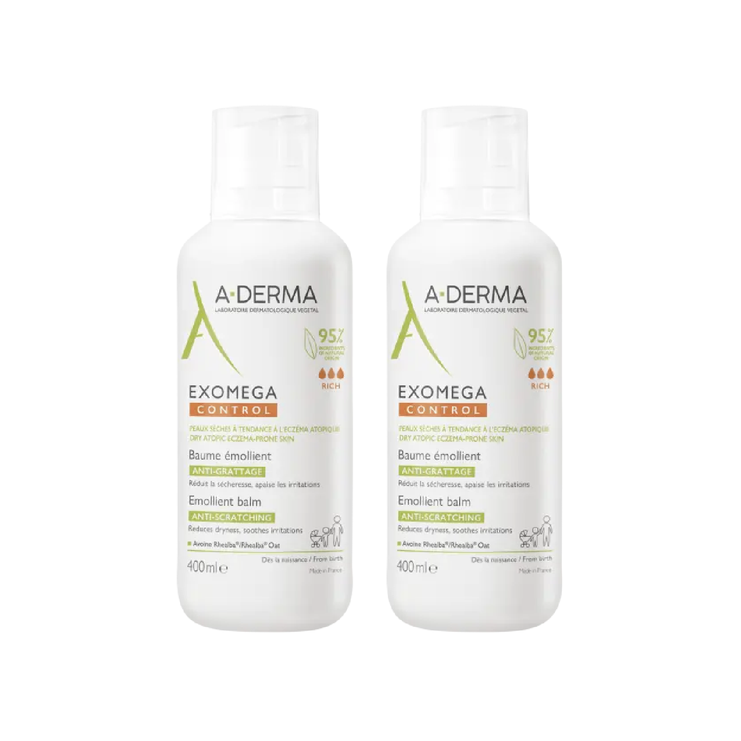 A-Derma Exomega Control Bálsamo Emoliente 400ml x 2 Unidades
