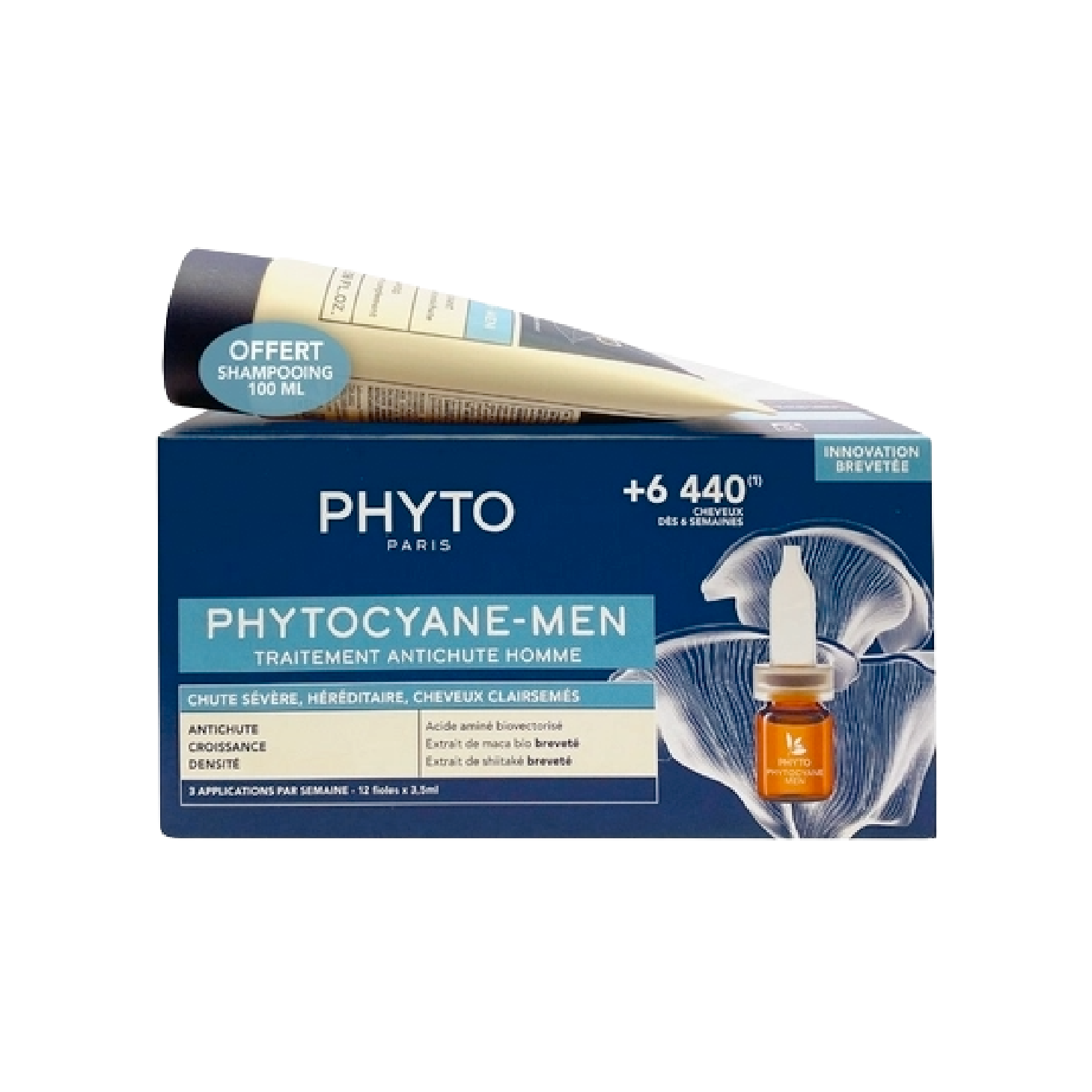 Phytocyane Cuidado Antiqueda Homem 3,5ml x 12 Ampolas + Champô 100ml