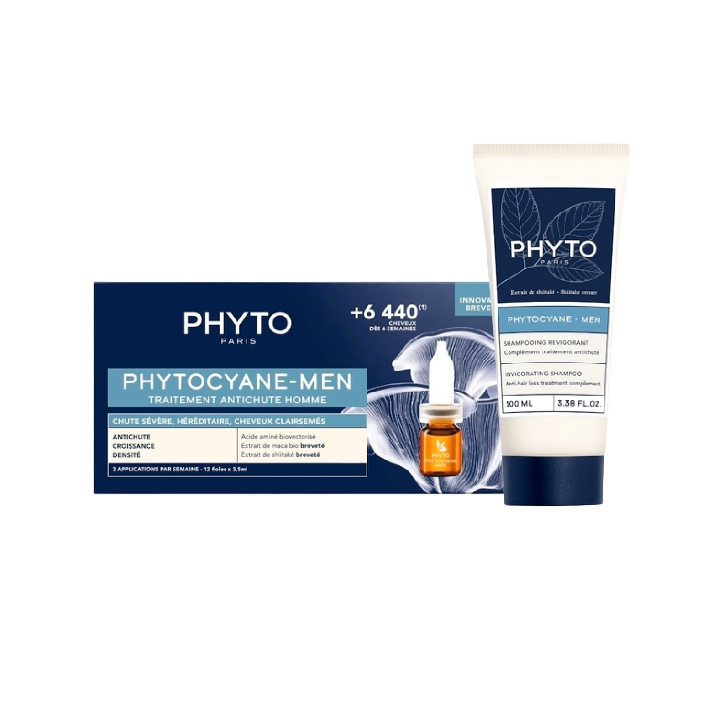 Phytocyane Cuidado Antiqueda Homem 3,5ml x 12 Ampolas + Champô 100ml