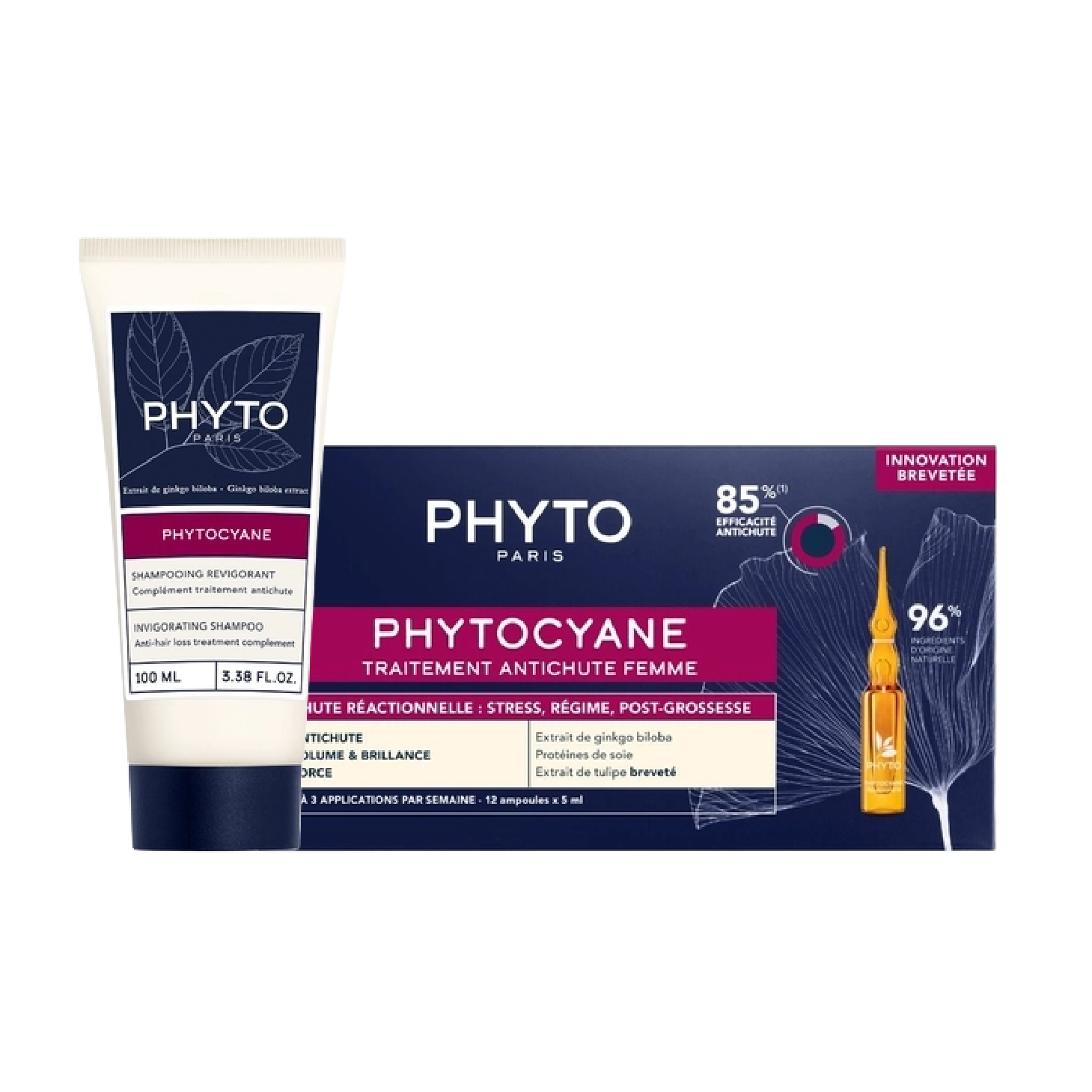 Phytocyane Cuidado Antiqueda Reacional Mulher 5ml x 12 Ampolas + Champô 100ml