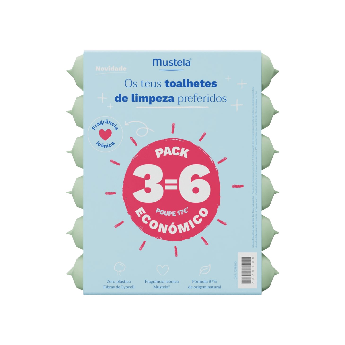 Toallitas Limpiadoras Perfumadas Mustela 60 Toallitas x 6 Unidades