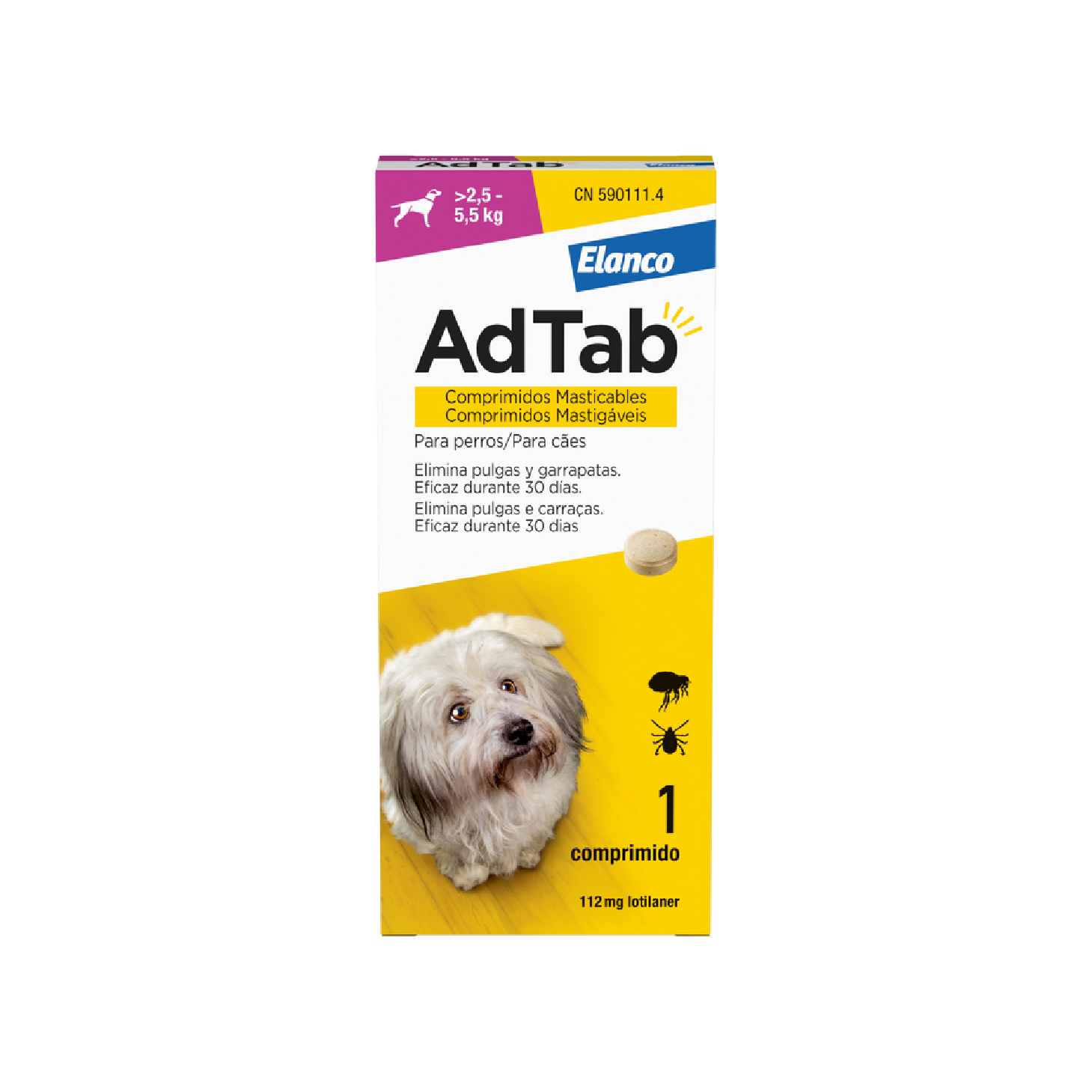 AdTab Cão >2,5-5,5kg 112mg x 1 Comprimido