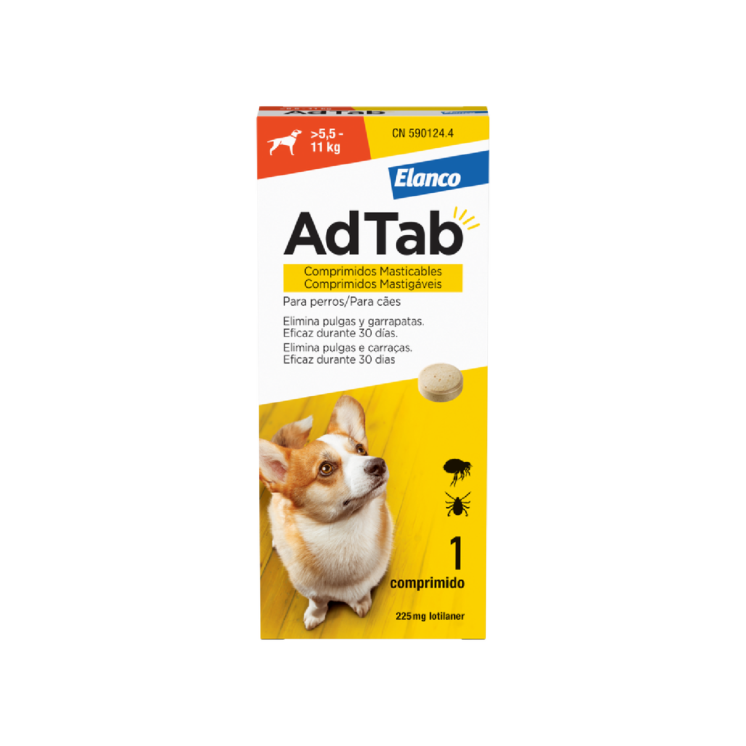 AdTab Cão >5,5-11kg 225mg x 1 Comprimido