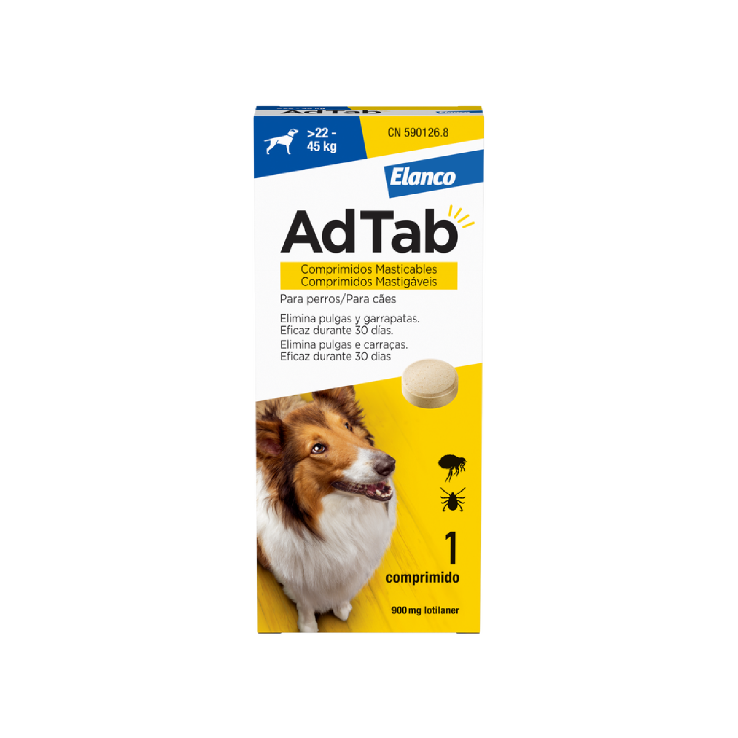 AdTab Cão >22-45kg 900mg x 1 Comprimido