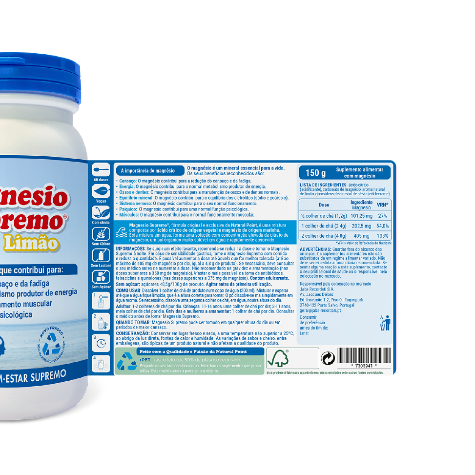 Polvo de magnesio supremo de limón 150 g