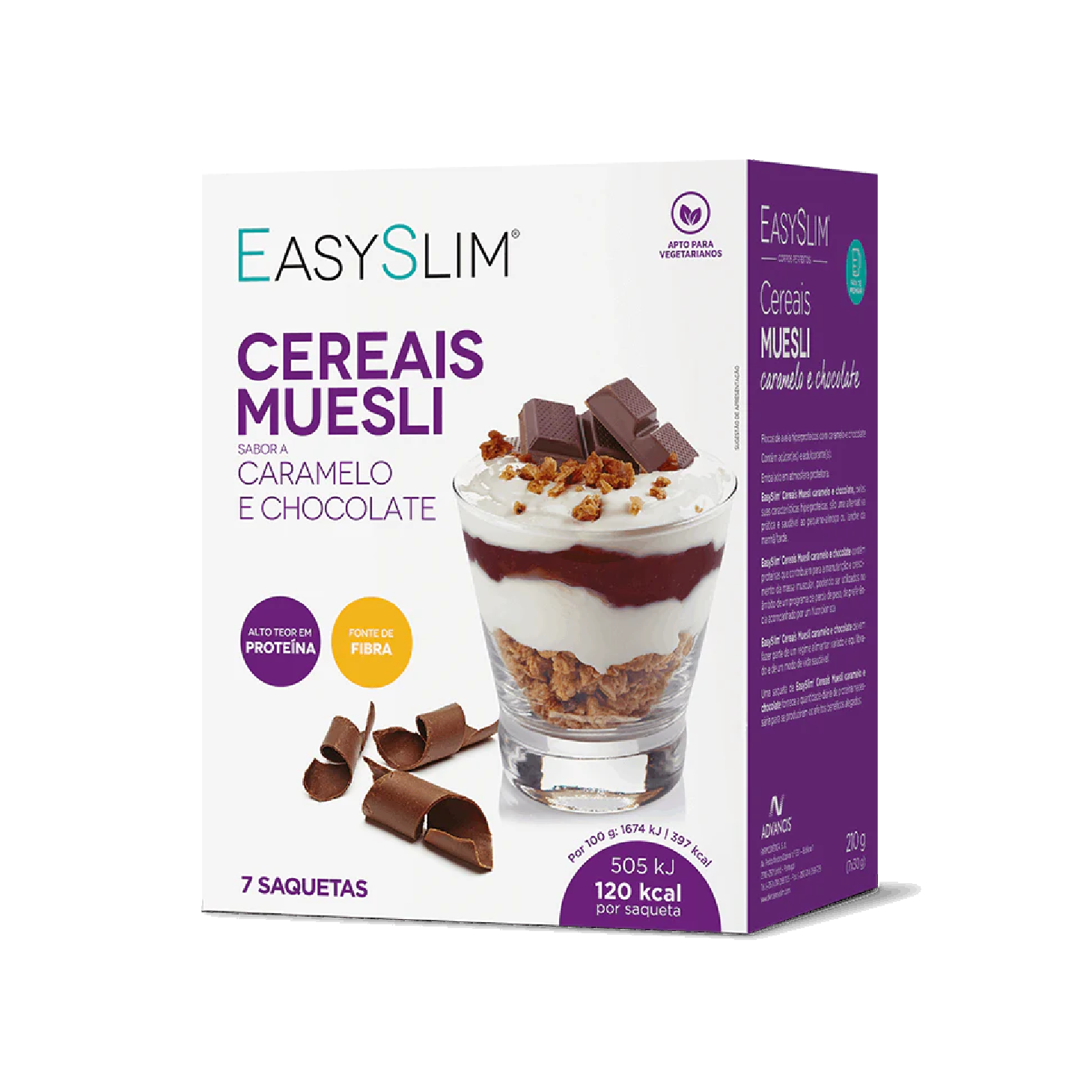 Easyslim Cereais Muesli Caramelo e Chocolate 30g x 7 Unidades