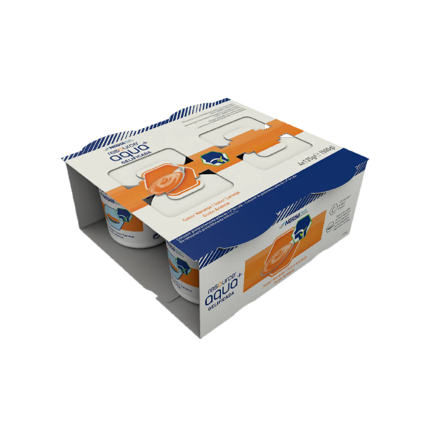 Resource Aqua+ Água Gelificada Laranja 125g x 4 Unidades