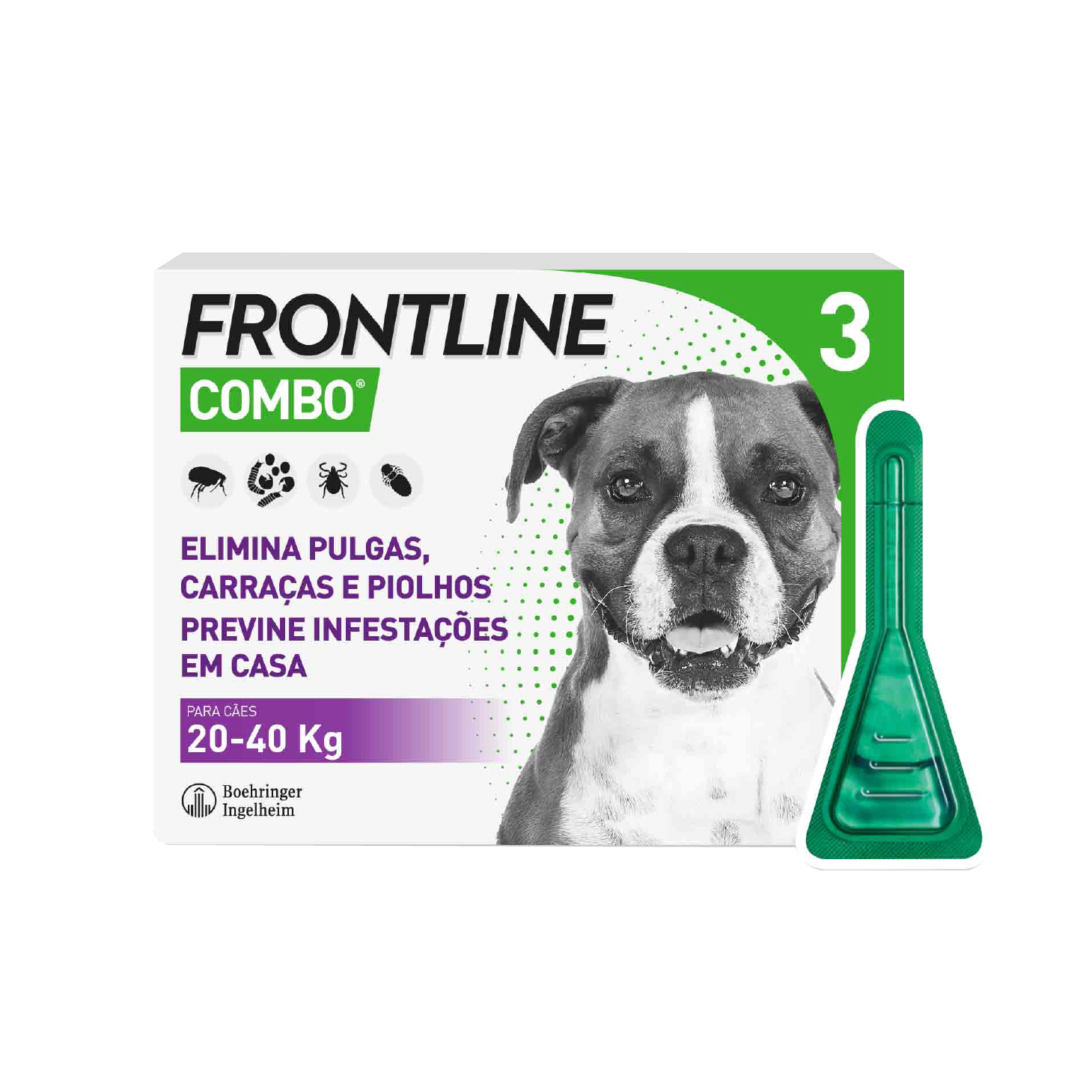 Frontline Combo Cão 20-40Kg Pipetas 2,68ml x 3 Unidades