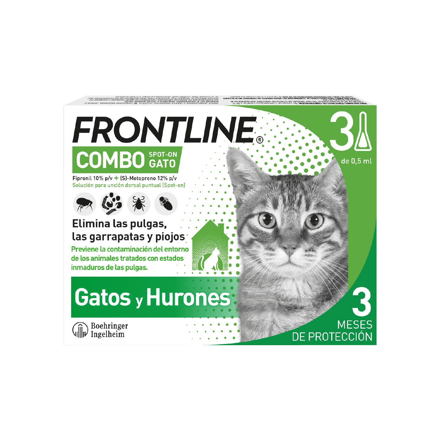 Frontline Combo Pipetas Gato 0,5ml x 3 Unidades