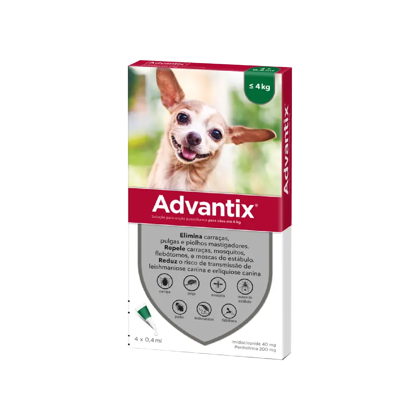 Advantix Cão Pipetas 0,4ml <4Kg x4 Unidades