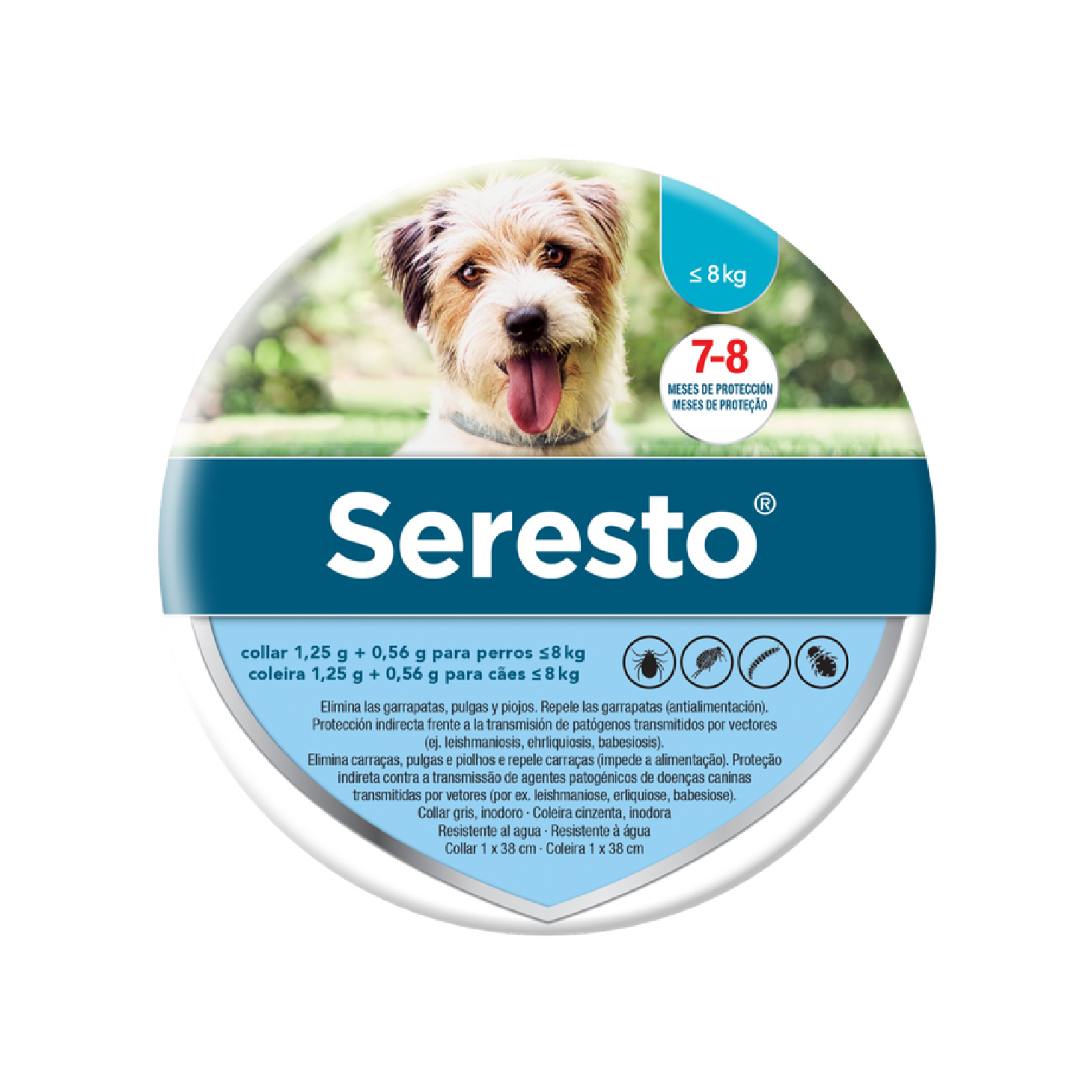 Seresto Cão <8kg Coleira 1,25g+0,56g